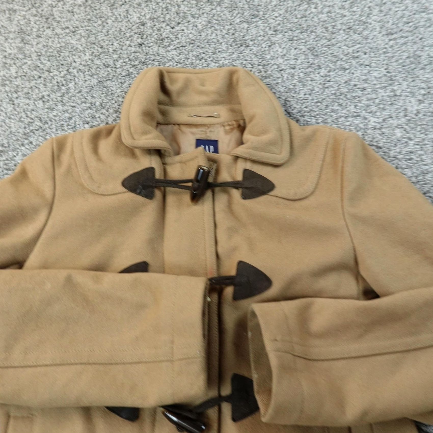 Gap Gap Jacket Pea Coat Womens XS Beige Wool Blend Short Zip Duffle Full Zip Toggle Parka Casual Winter Size XS / US 0-2 / IT 36-38 - 3 Thumbnail