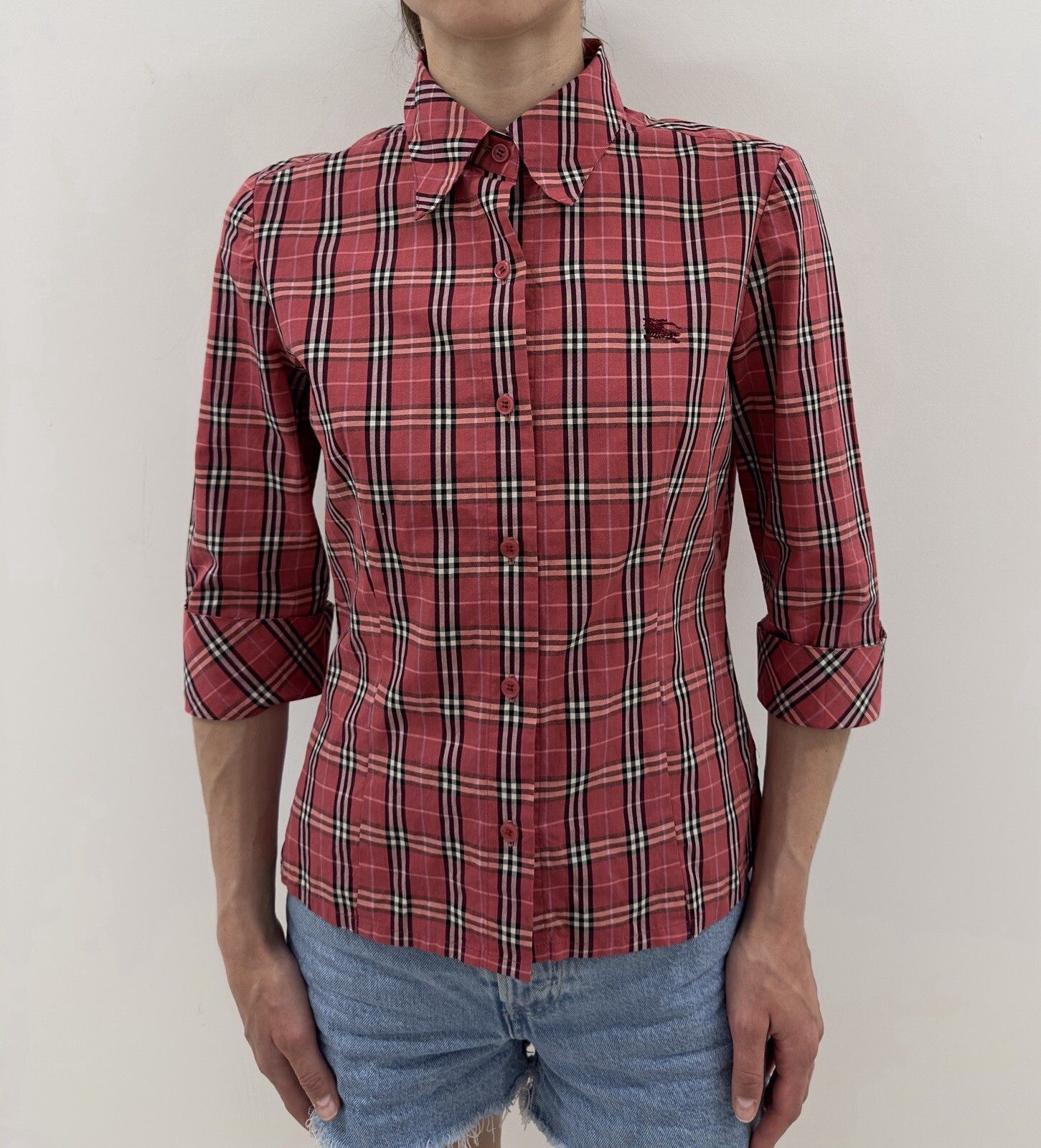 Burberry Burberry London Blue Label Womens Plaid Shirt Red Size 38 Size XS / US 0-2 / IT 36-38 - 2 Thumbnail