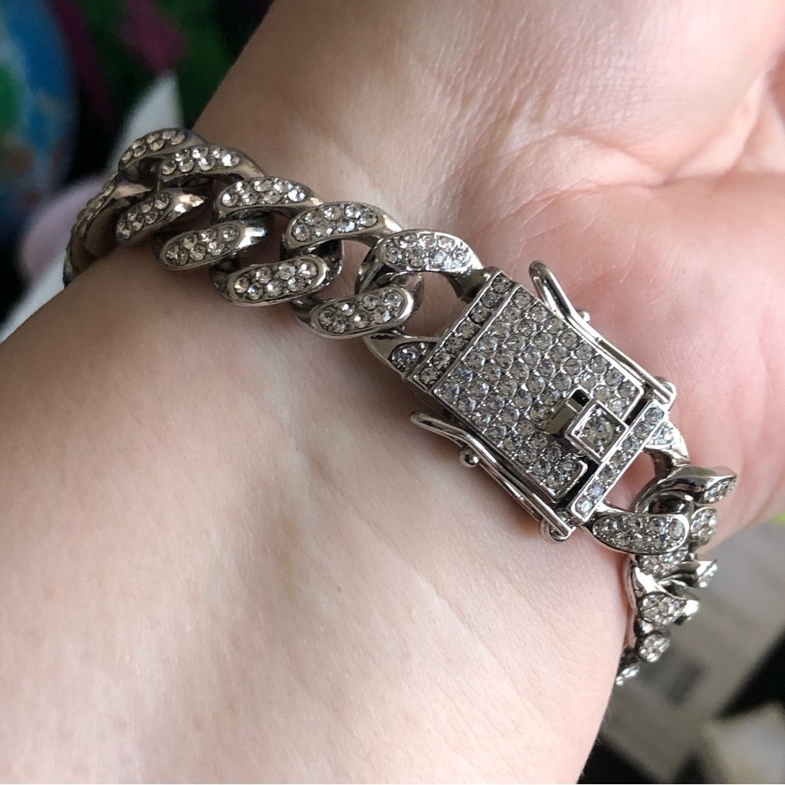 Jewelry Men’s and women’s silver plated Cuban chain link bracelet Size ONE SIZE - 7 Thumbnail