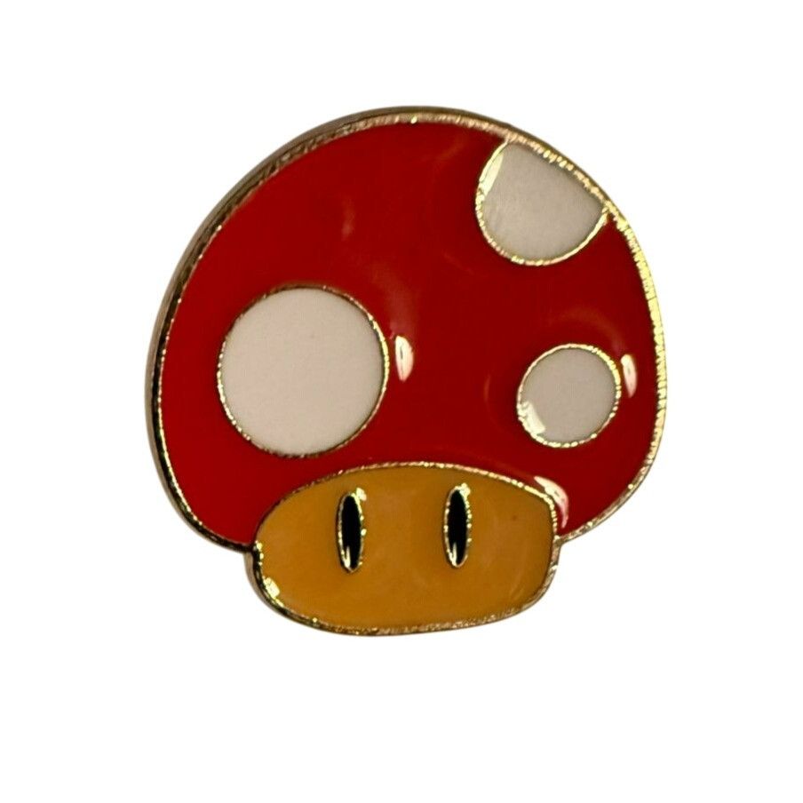 Other Mario Mushroom Enamel Pin Red & White With Black Rubber Back Size ONE SIZE - 1 Thumbnail