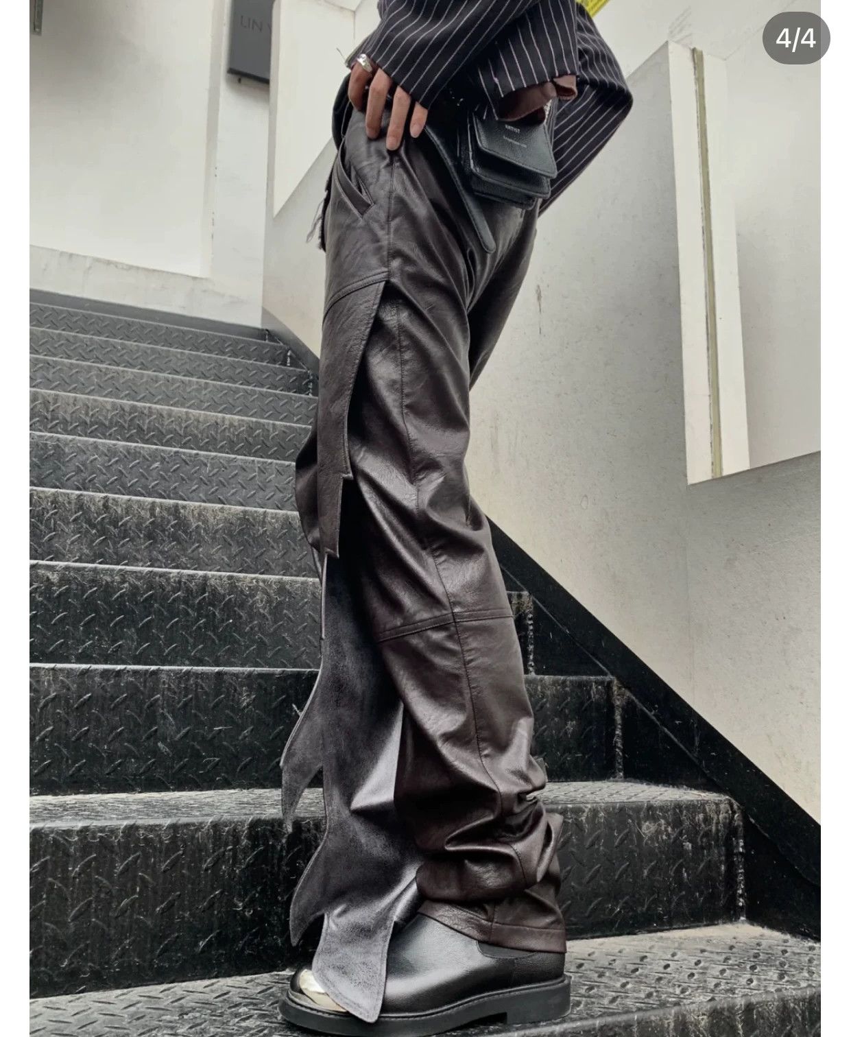 Y/Project Y/project flame serrated leather brown pants Size US 32 / EU 48 - 3 Thumbnail