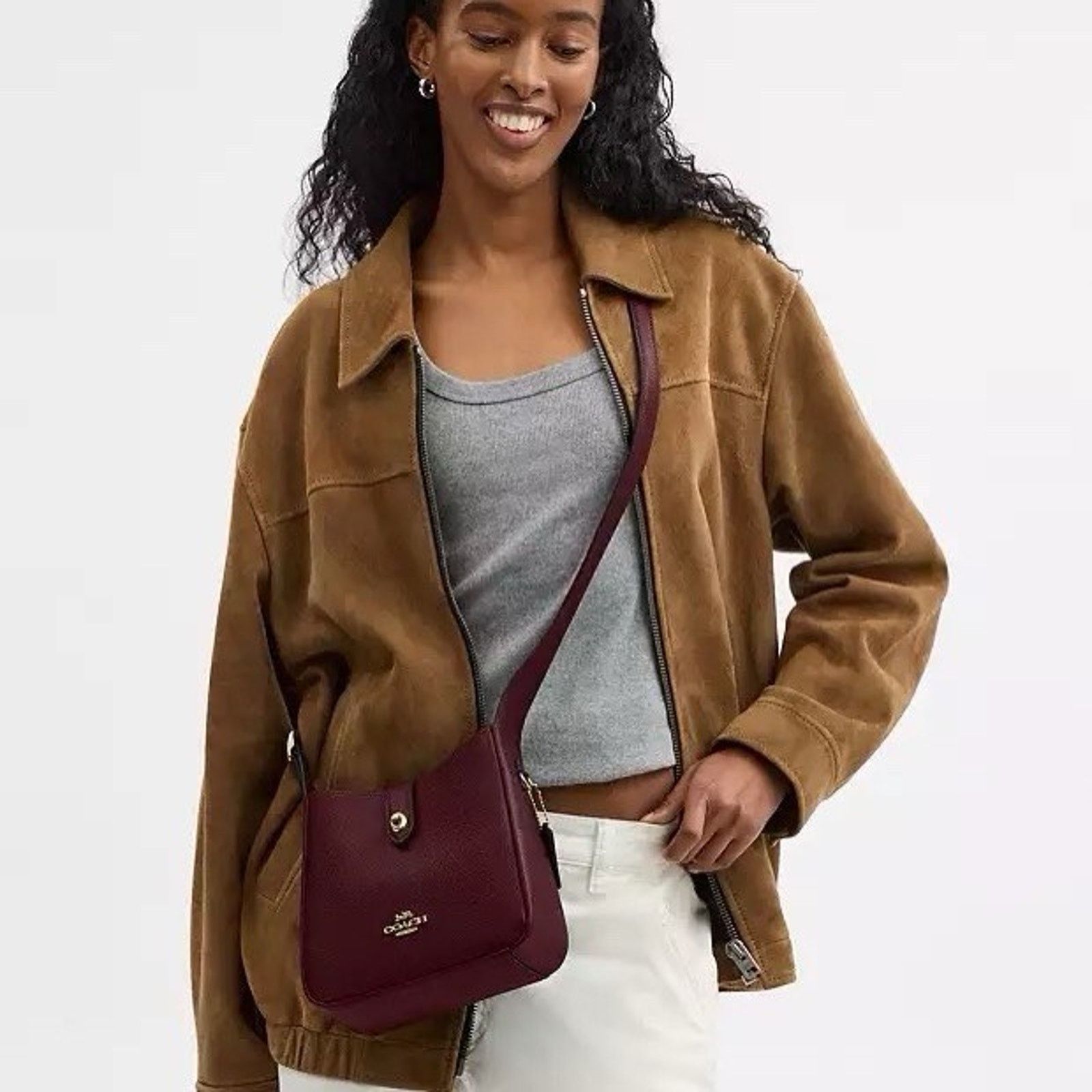 Coach NWT COACH Hadley Mini Crossbody Bag CAL60 Dark Wine Size ONE SIZE - 9 Thumbnail