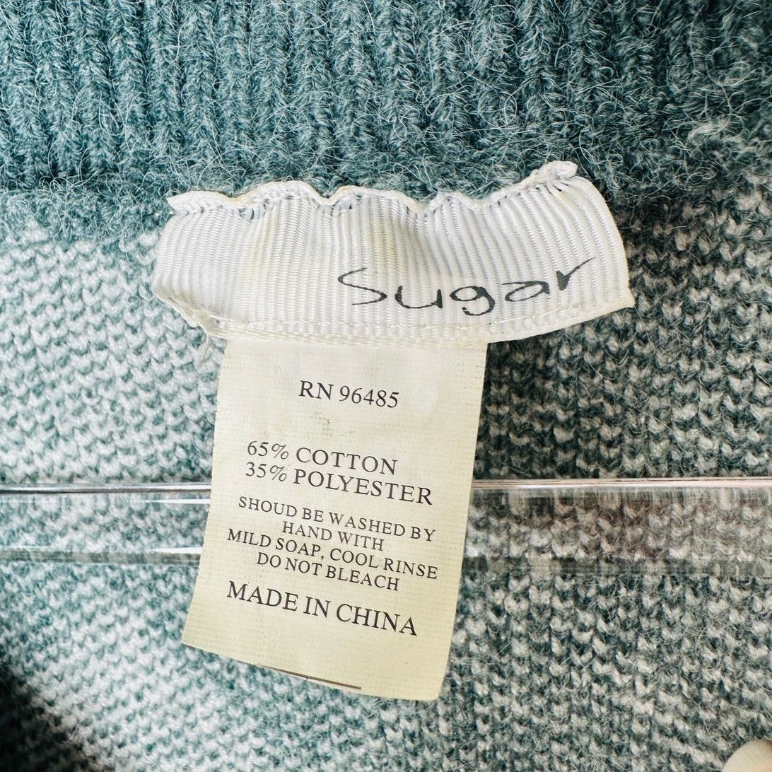 Sugar Sugar Sage Green White Cream Argyle VNeck Sweater Vest Size M / US 6-8 / IT 42-44 - 6 Thumbnail