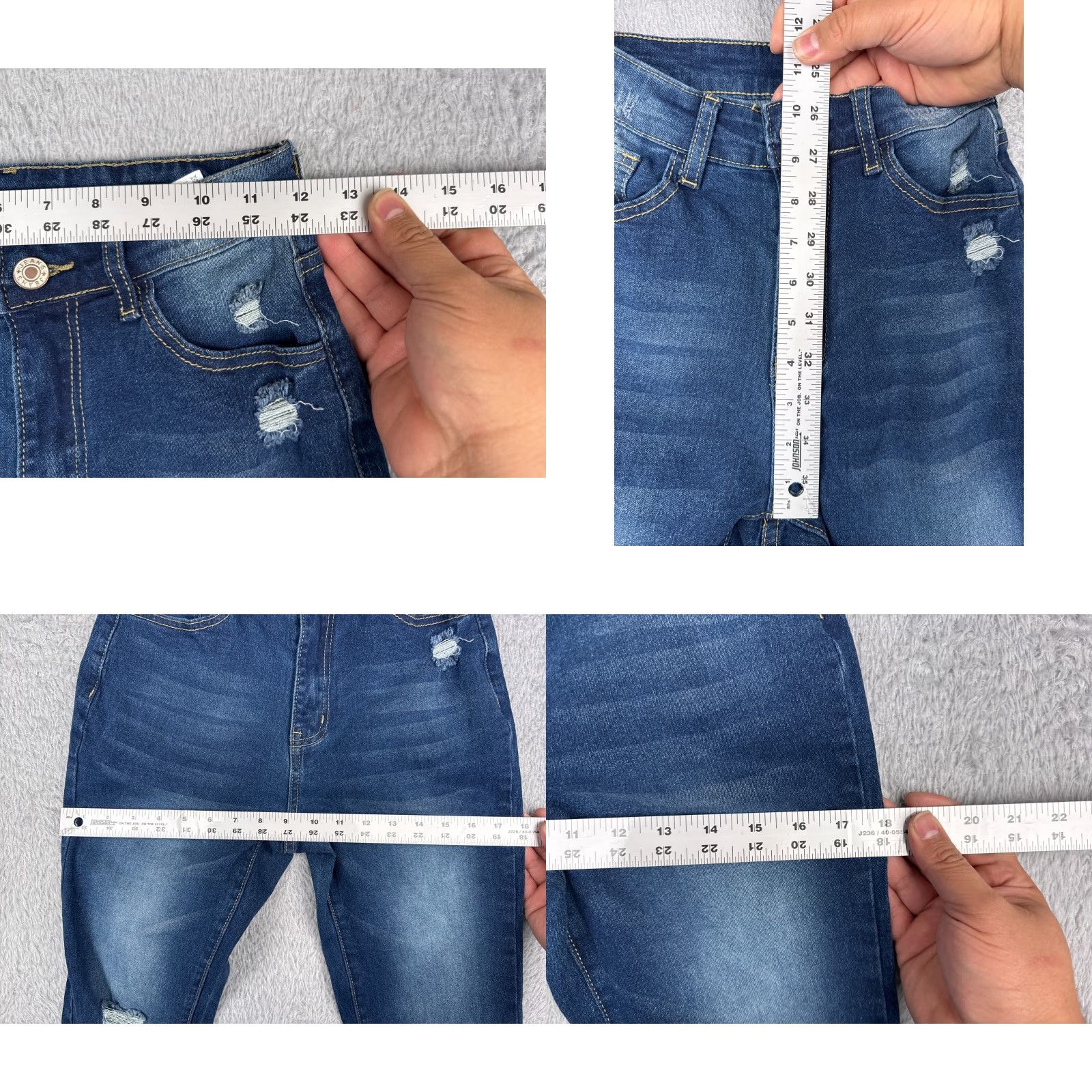 Vintage Jeans Womens 24 Blue Denim Flared Distressed Cotton Blend Mid Rise 24x28 Size 42" / US 20 - 8 Thumbnail