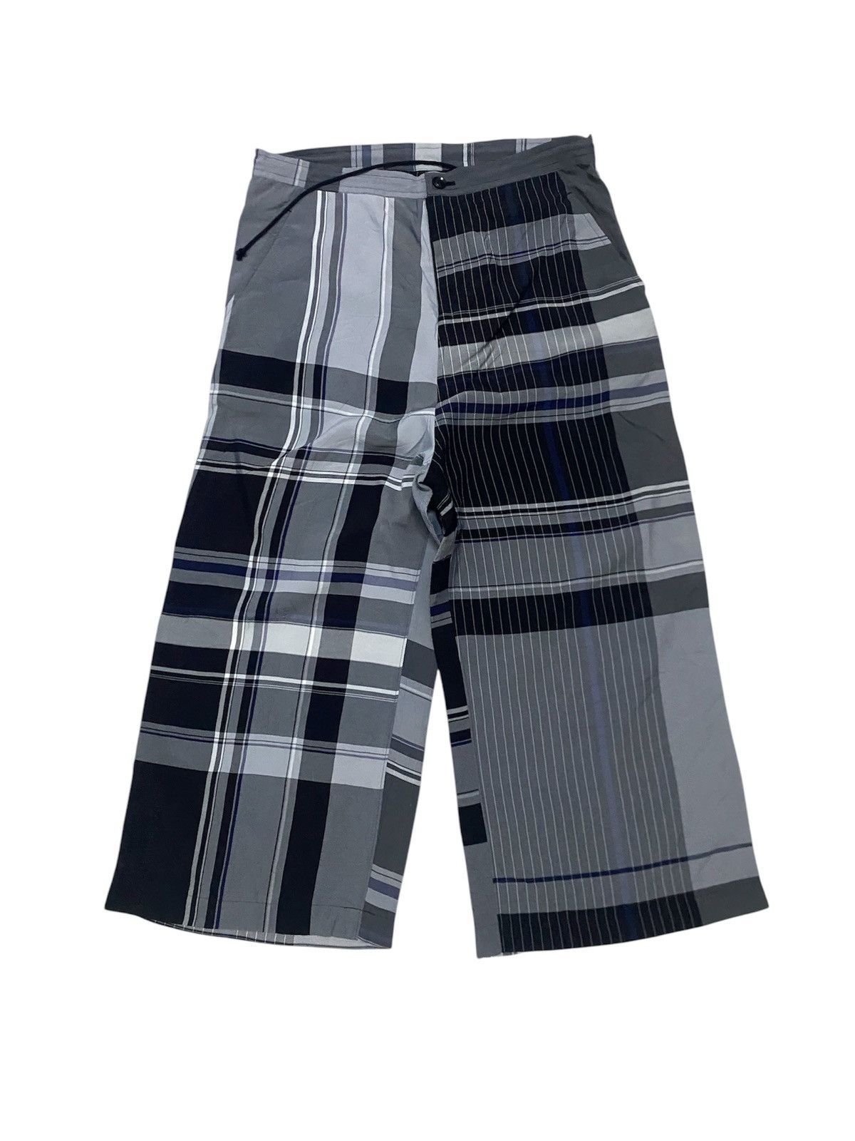 #grailsale Y’s YOHJI YAMAMOTO WRINKLED PLAID RAYON PANTS