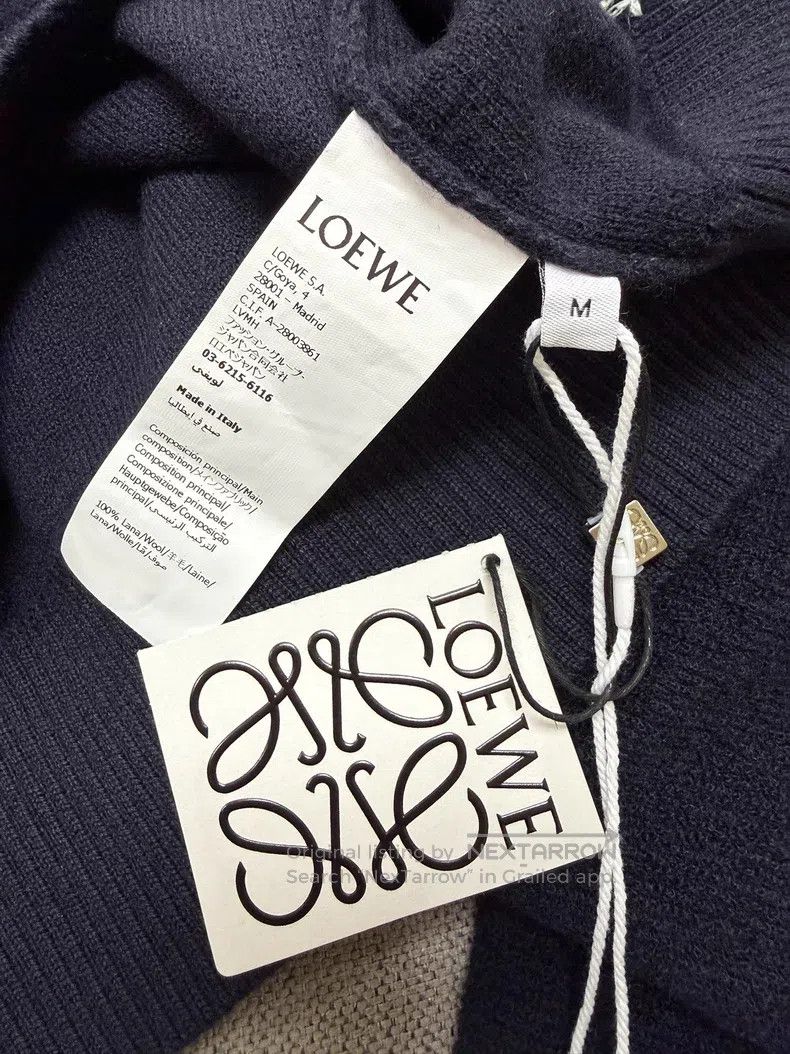 Loewe Loewe Dark Blue Embroidered Beige Letter Long Sleeve Round Size M / US 6-8 / IT 42-44 - 6 Thumbnail