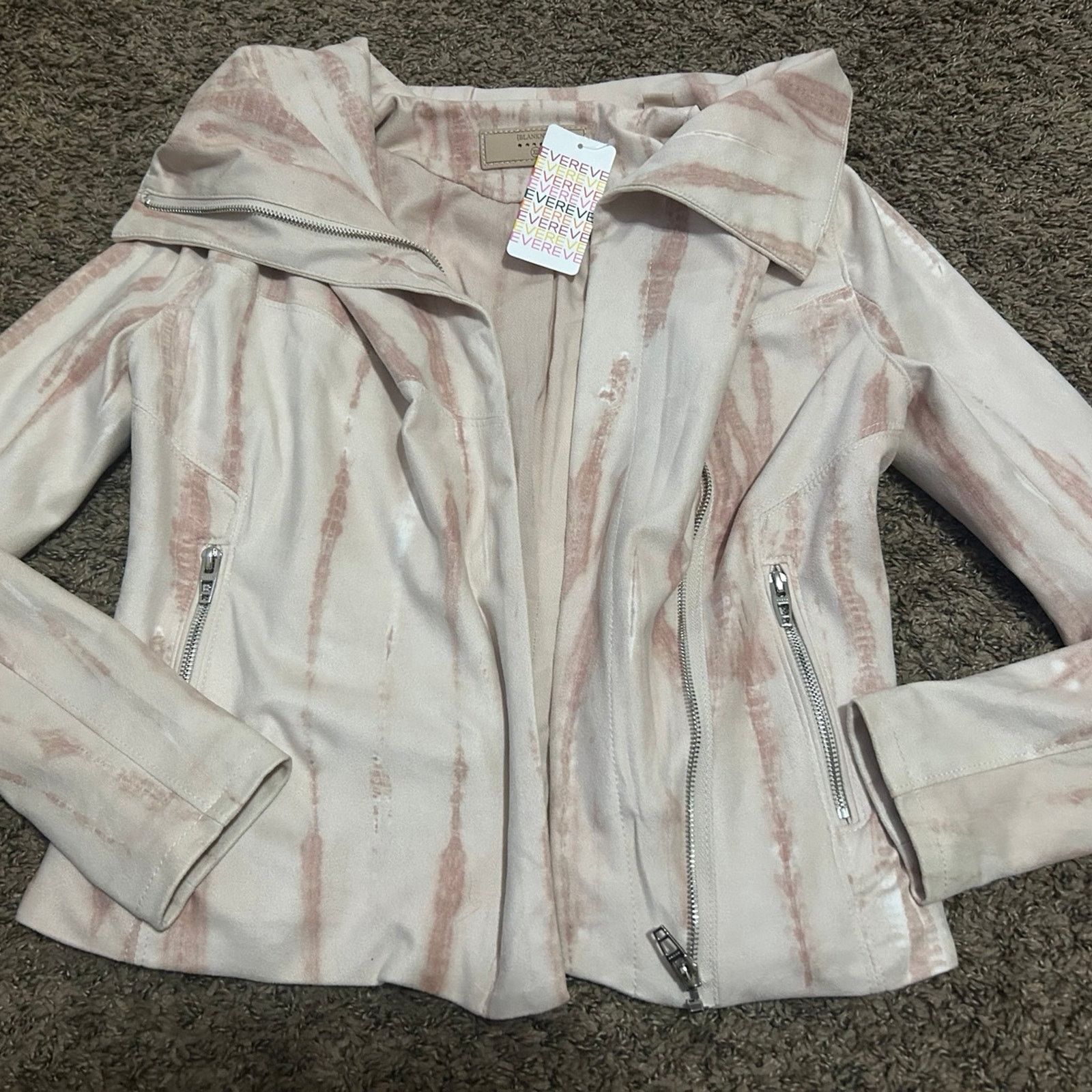 BLANKNYC Blk NYC Lght Pnk Beige TieDye Marble Suede Moto Jckt Sx XS Size XS / US 0-2 / IT 36-38 - 1 Thumbnail