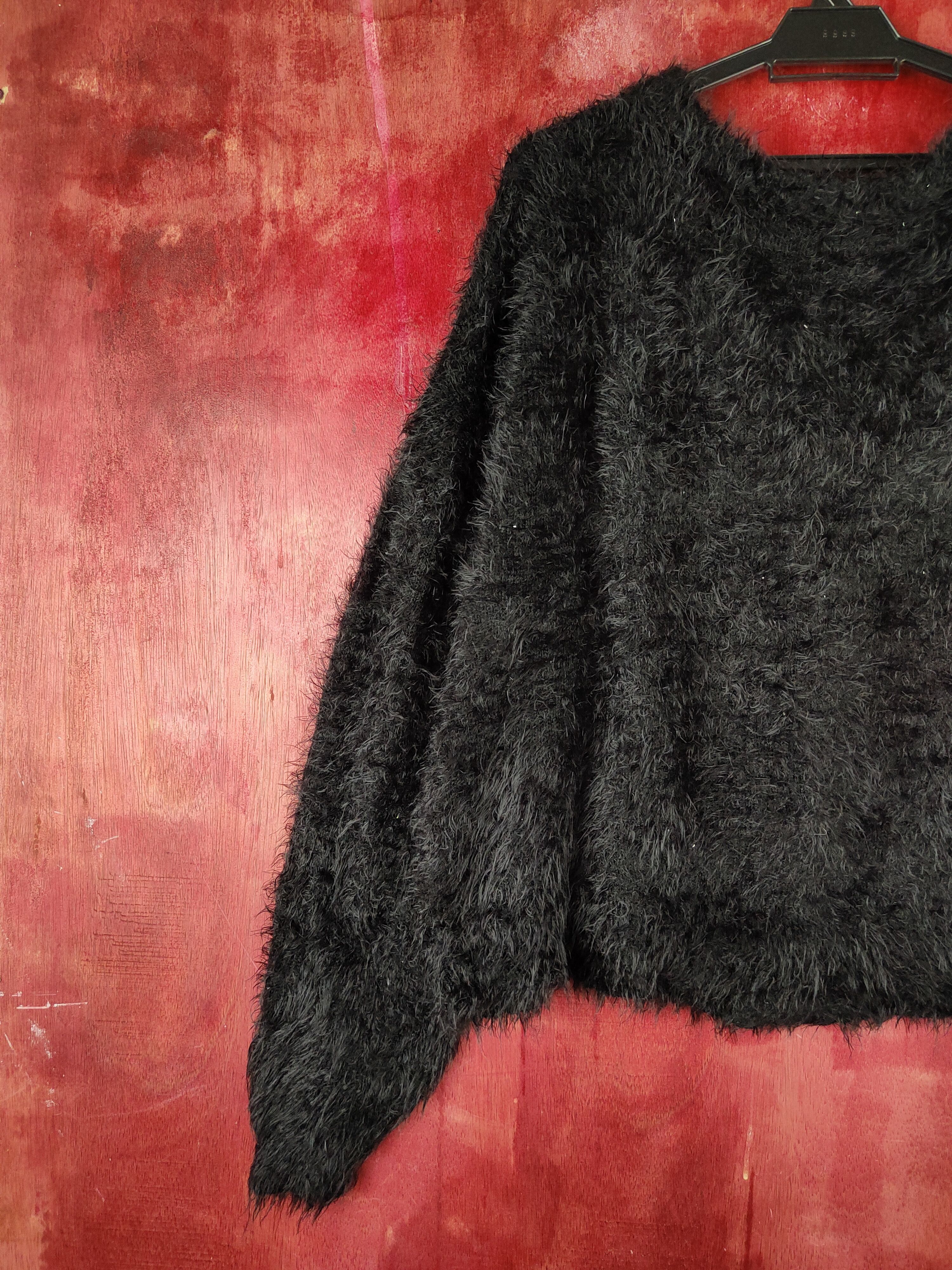 Vintage Earth Music&Ecology Black Fur Mohair Knitwear Cardigan#S1981 Size M / US 6-8 / IT 42-44 - 8 Thumbnail