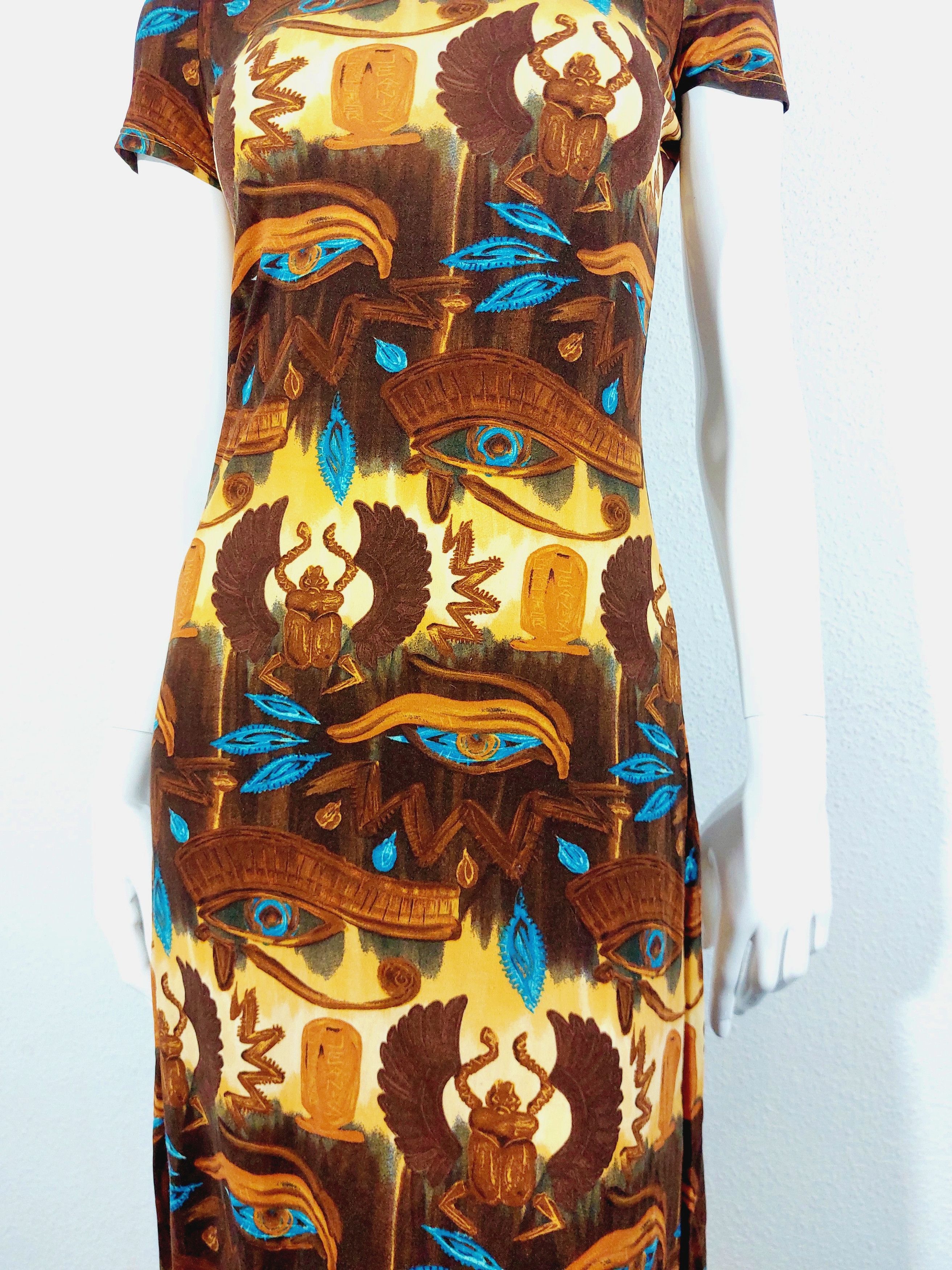 Jean Paul Gaultier Jean Paul Gaultier Egypt 1997 Horus Scarab Hieroglyph Dress Size S / US 4 / IT 40 - 19 Thumbnail