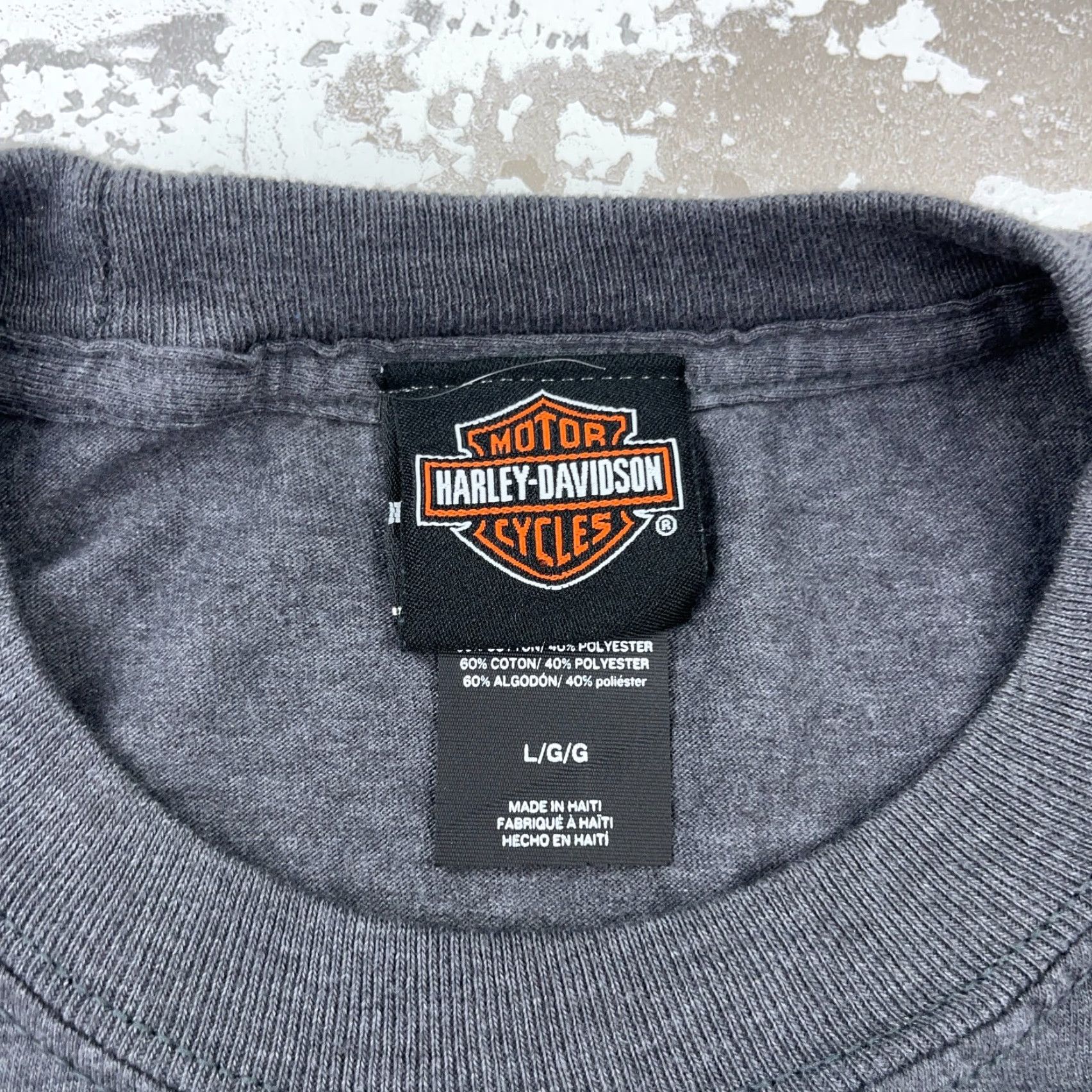 Harley Davidson Harley-Davidson Shirt Men Large Gray Tee Biker Motorcycle Thunder Tower Adult Graphic Print Short Sleeve Crew Neck Jersey Cotton 80s Retro Logo USA Size US L / EU 52-54 / 3 - 4 Thumbnail