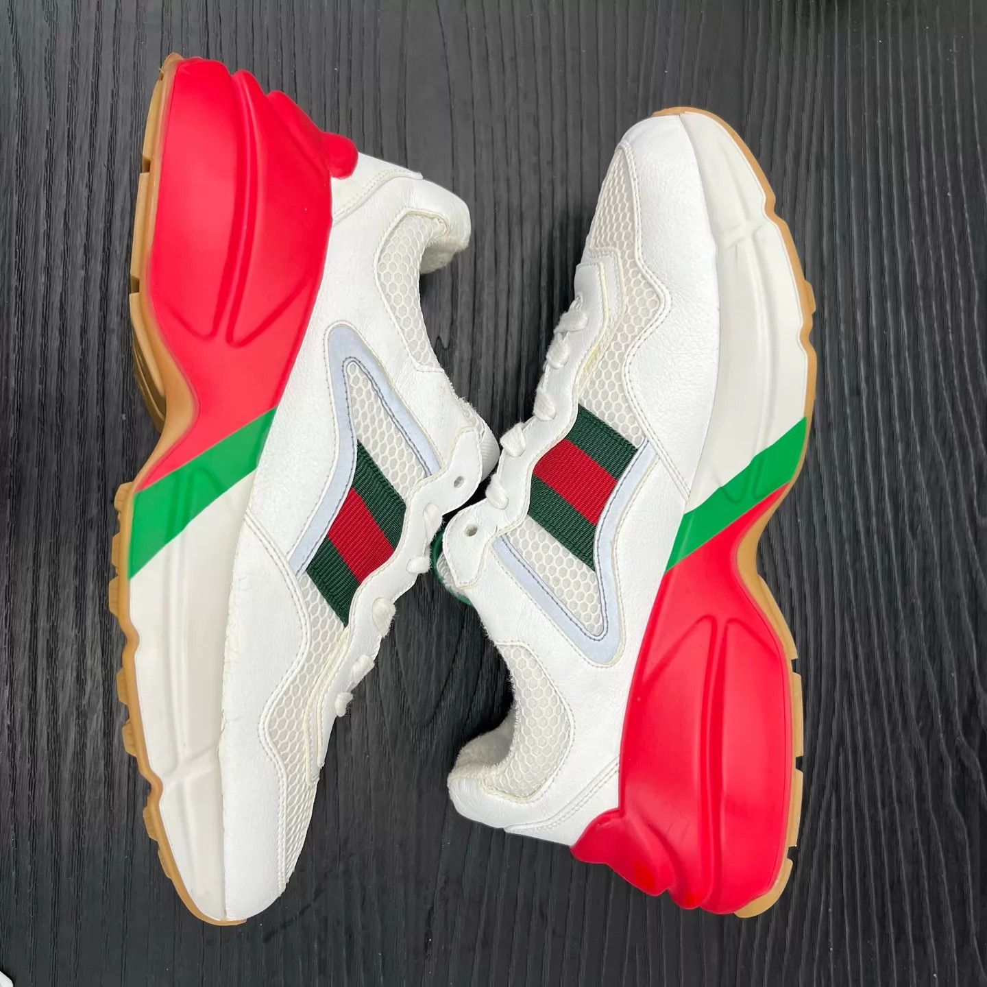 Gucci Gucci Rhyton White/Red/Green Sneakers UK5/39 Like New Size US 6 / EU 39 - 7 Thumbnail