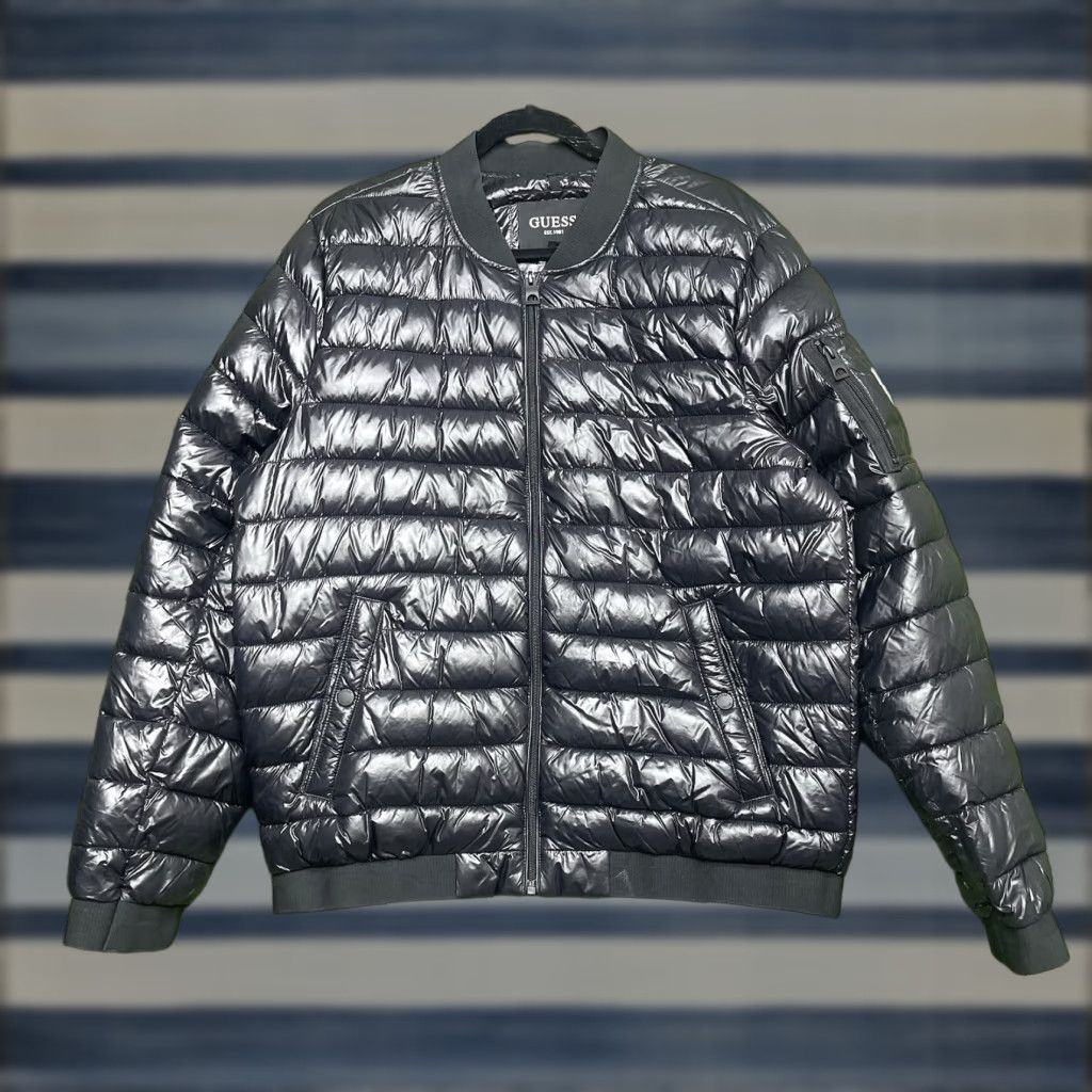 Guess GUESS Puffer Jacket Large Softshell Black Zip Quilted Poly Fill Jacket Womens Size L / US 10 / IT 46 - 1 Thumbnail
