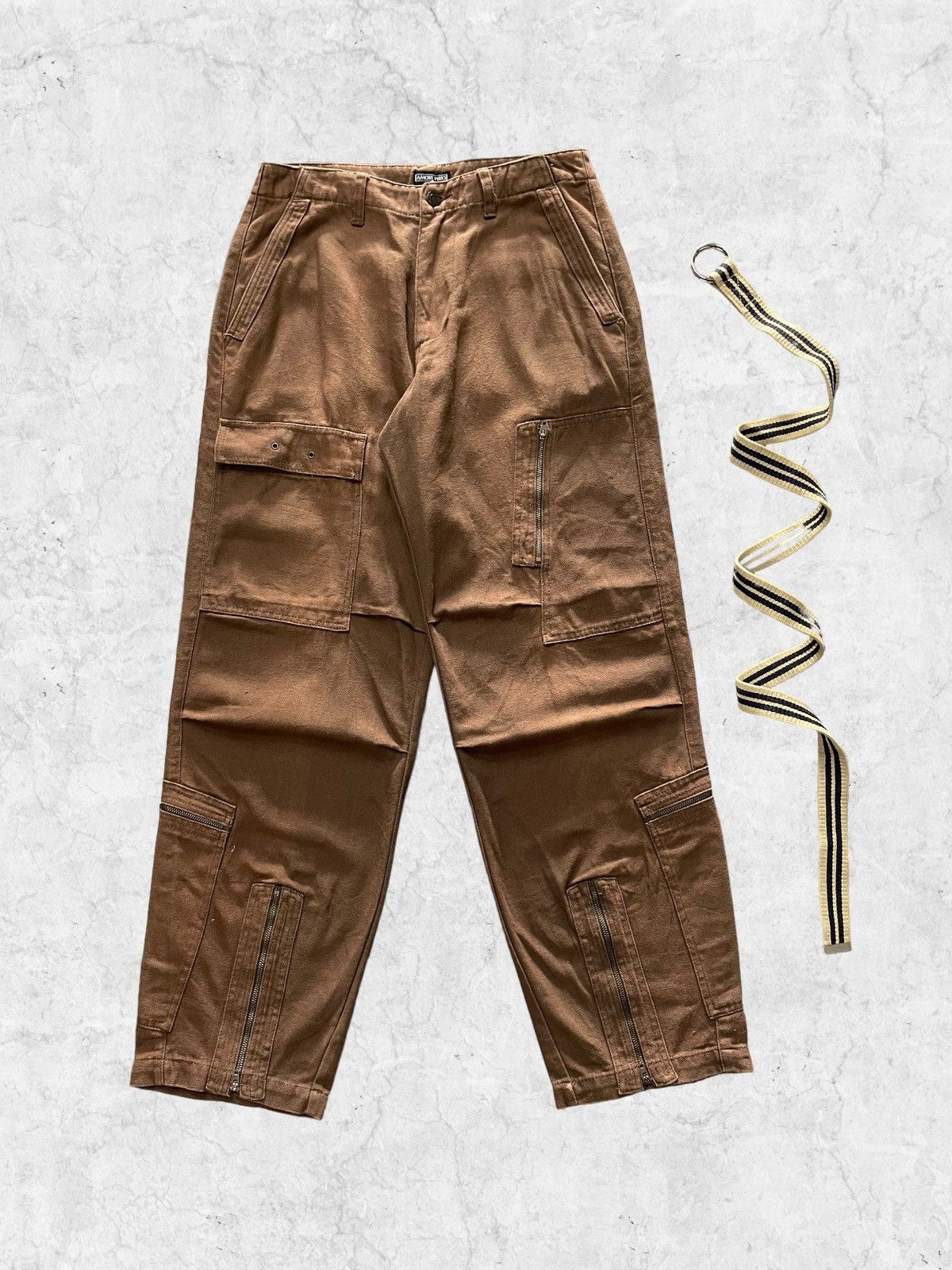 Vintage Amore Puro Multi Pocket Baggy Cargo Pants With Belt Size US 30 / EU 46 - 1 Thumbnail