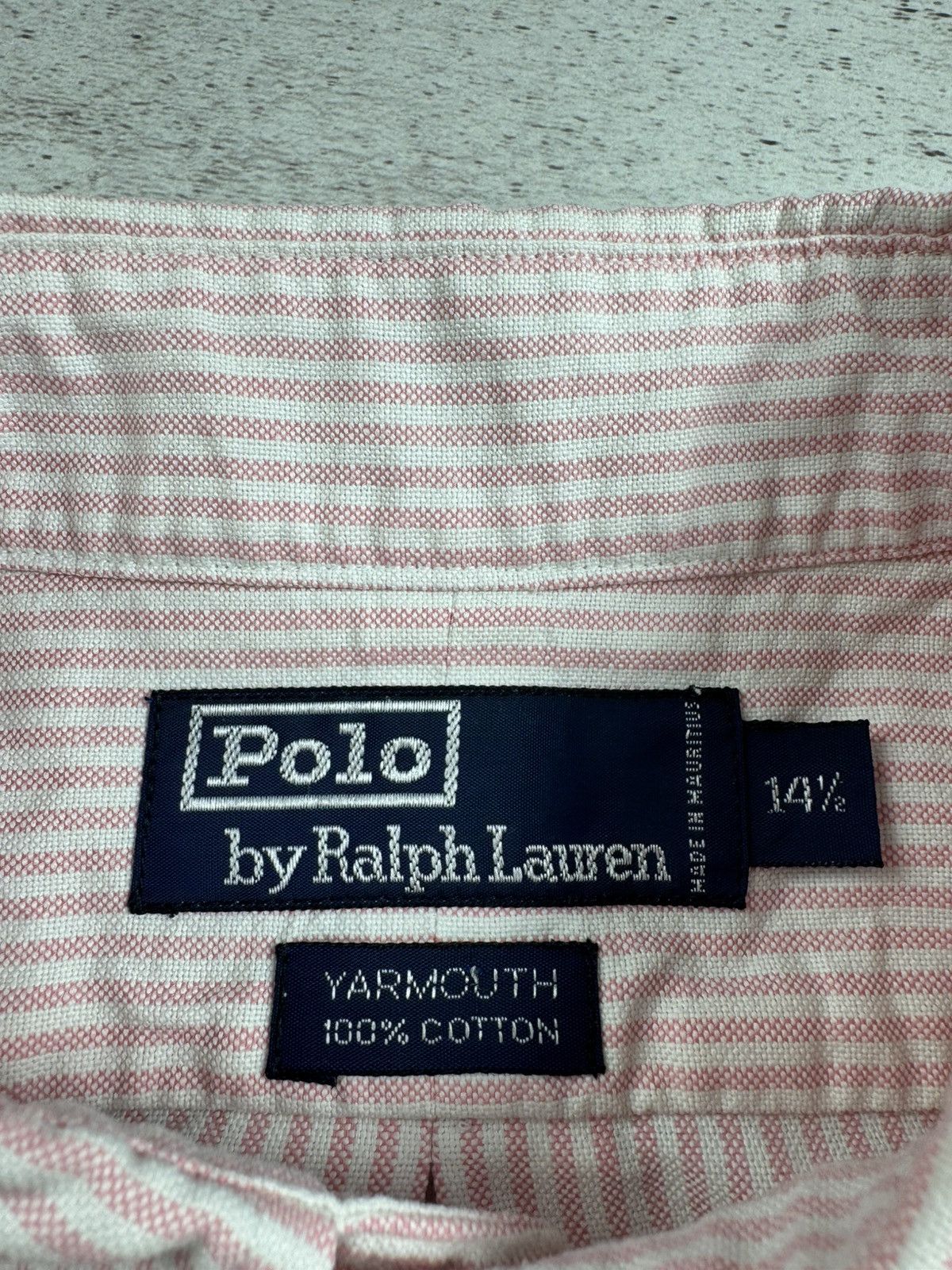 Polo Ralph Lauren Polo Ralph Lauren Yarmouth Cotton 14 1/2 Pink Button Striped Short Sleeve Shirt Size US M / EU 48-50 / 2 - 8 Thumbnail