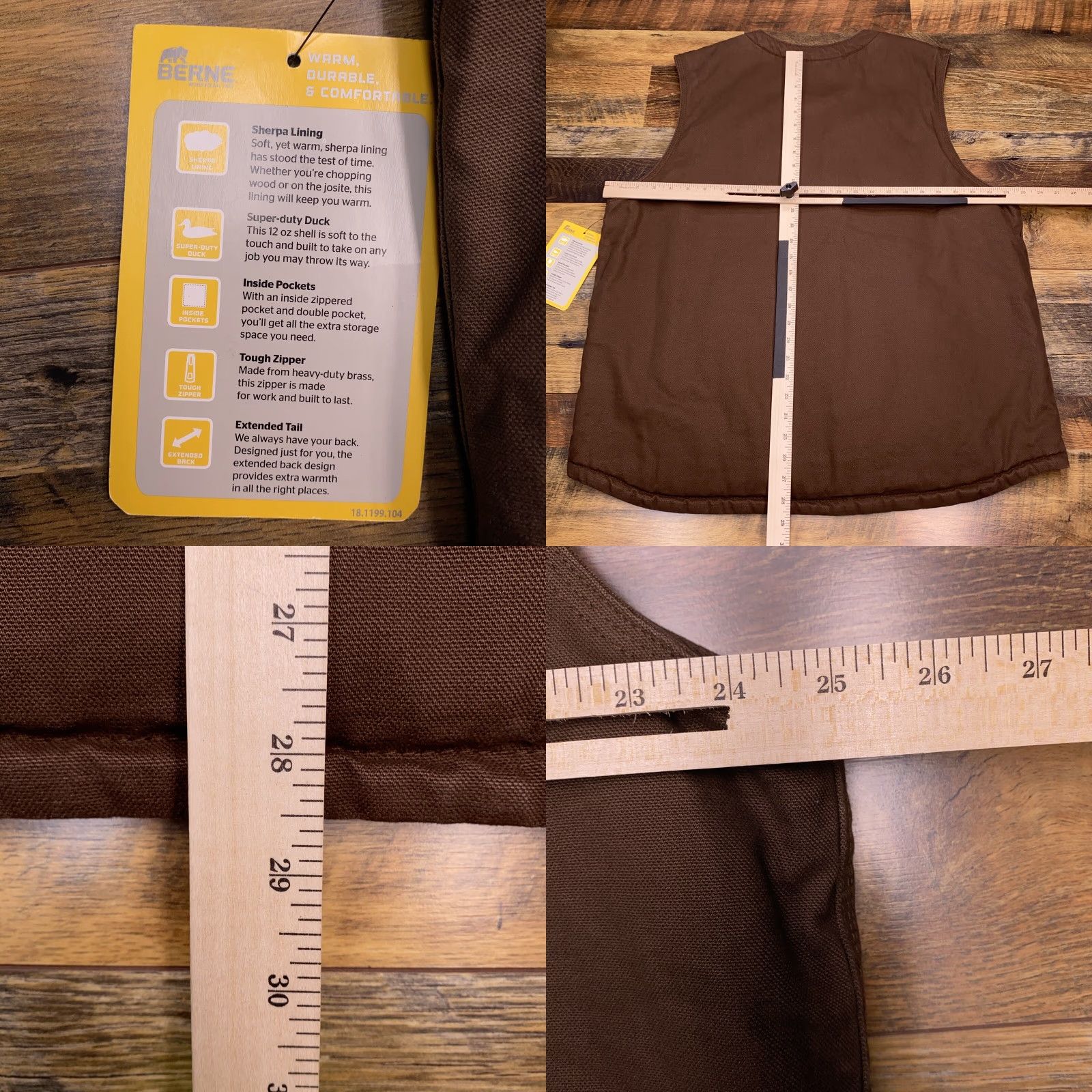 Vintage Berne Workwear Vest Mens XL Brown Canvas Sherpa Lined New Size US XL / EU 56 / 4 - 9 Thumbnail