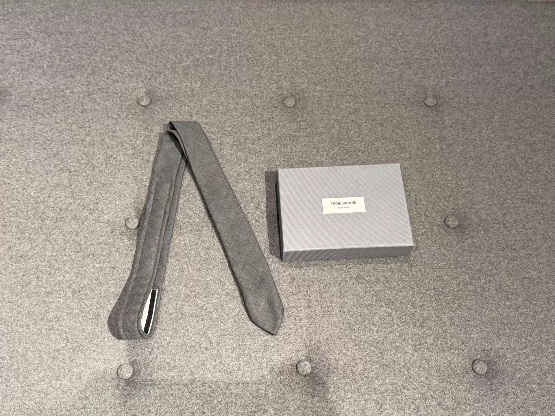 Thom Browne Thom Browne Mid Gray Solid Wool Tie Size ONE SIZE - 1 Thumbnail
