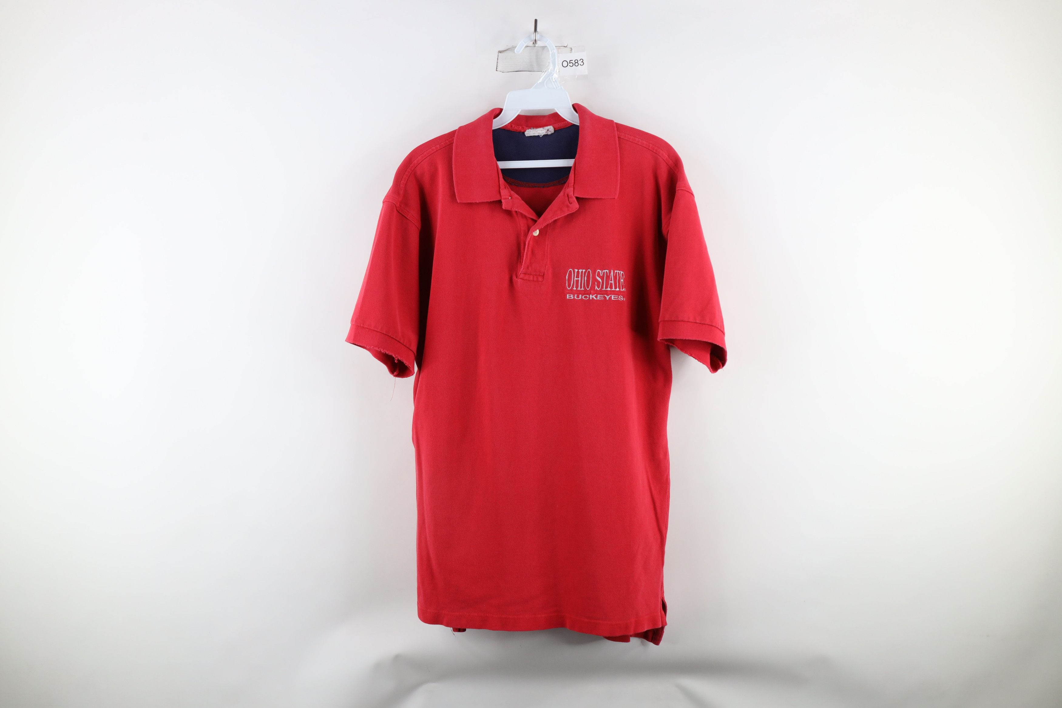 Vintage Vintage 90s Spell Out Ohio State University Polo Shirt Red Size US L / EU 52-54 / 3 - 1 Thumbnail