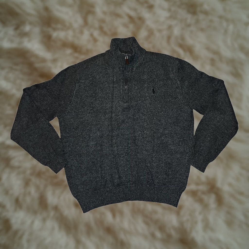 Polo Ralph Lauren Polo Ralph Lauren Sweater Men's XL Charcoal Gray 1/4 Zip Long Sleeve Preppy Size US XL / EU 56 / 4 - 1 Thumbnail