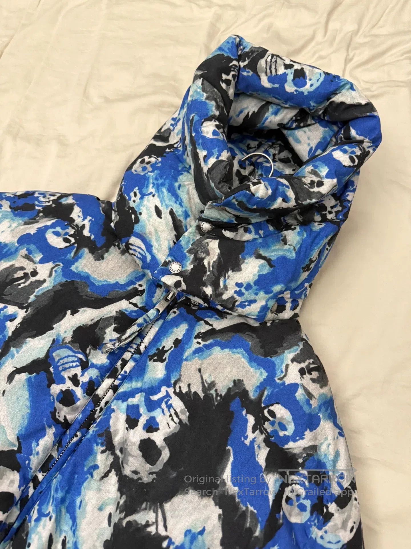 ERL Blue Skull Print Puffer Jacket Size L. Size US L / EU 52-54 / 3 - 5 Thumbnail