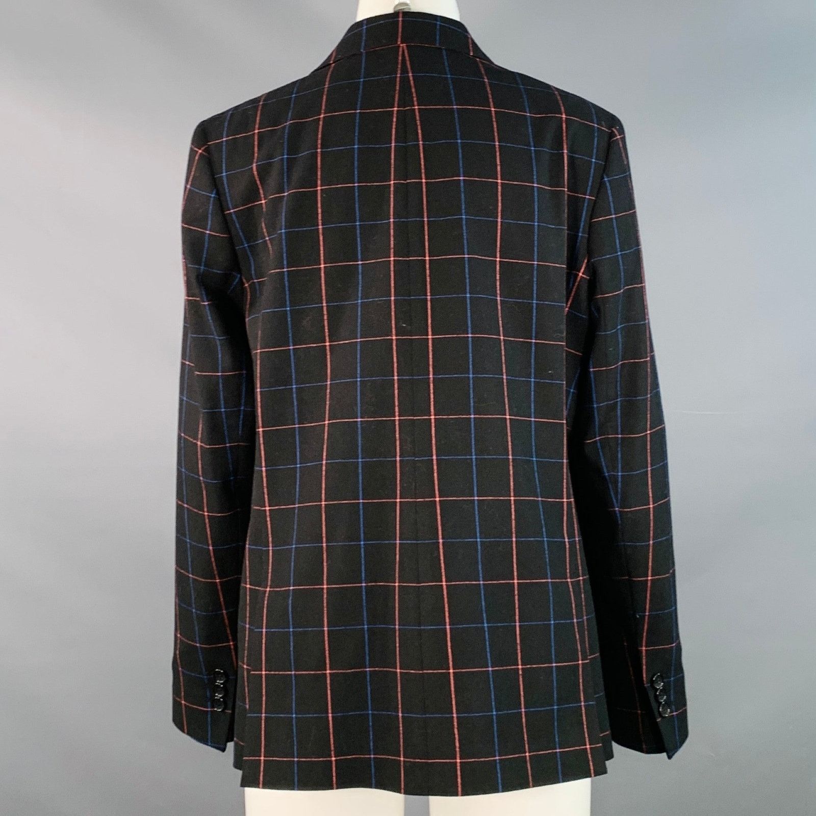Paul Smith Black Blue Orange Window Pane Double Breasted Jacket Blazer Size M / US 6-8 / IT 42-44 - 3 Thumbnail