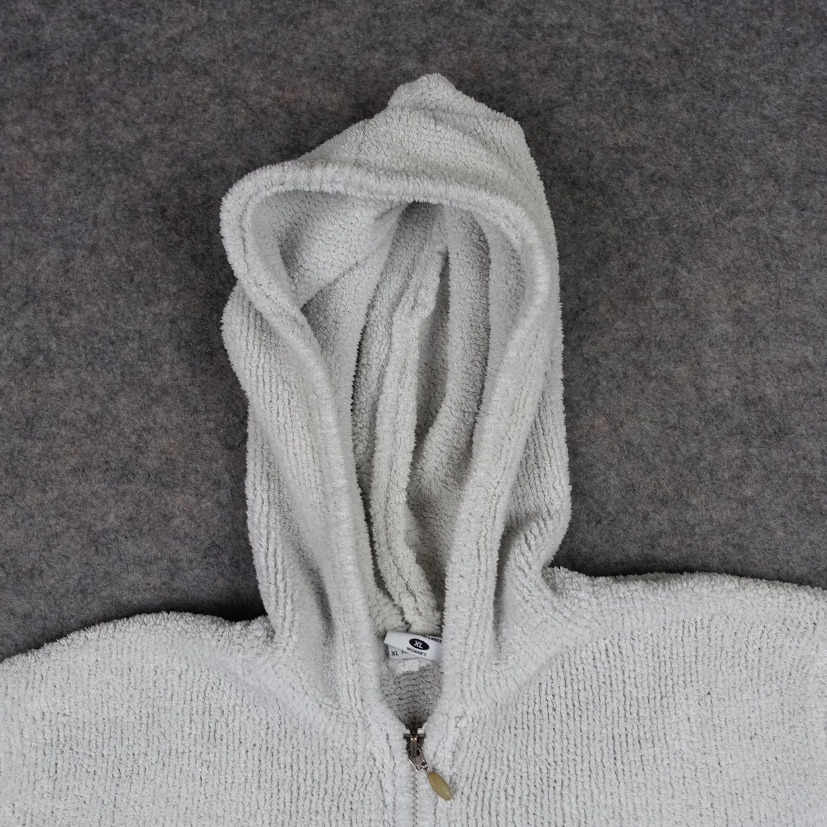 Vintage Columbia Sweater Womens XL Gray Hooded Full Zip Fleece Textured Cozy Knit Sherpa Size XL / US 12-14 / IT 48-50 - 2 Thumbnail