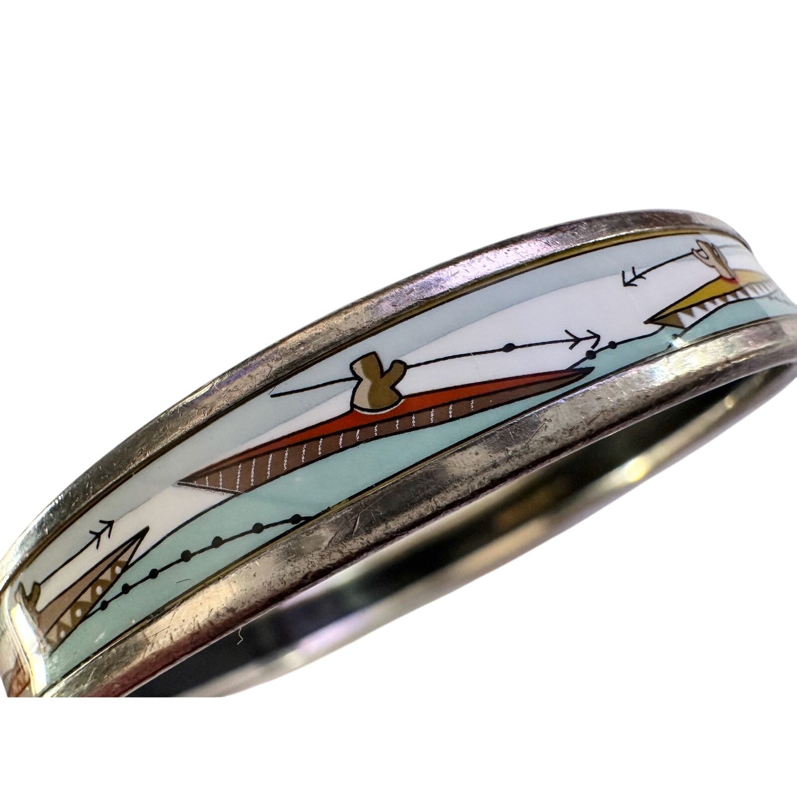 Hermes HERMES Enamel Printed Narrow Canoe Pattern Bracelet Size ONE SIZE - 6 Thumbnail