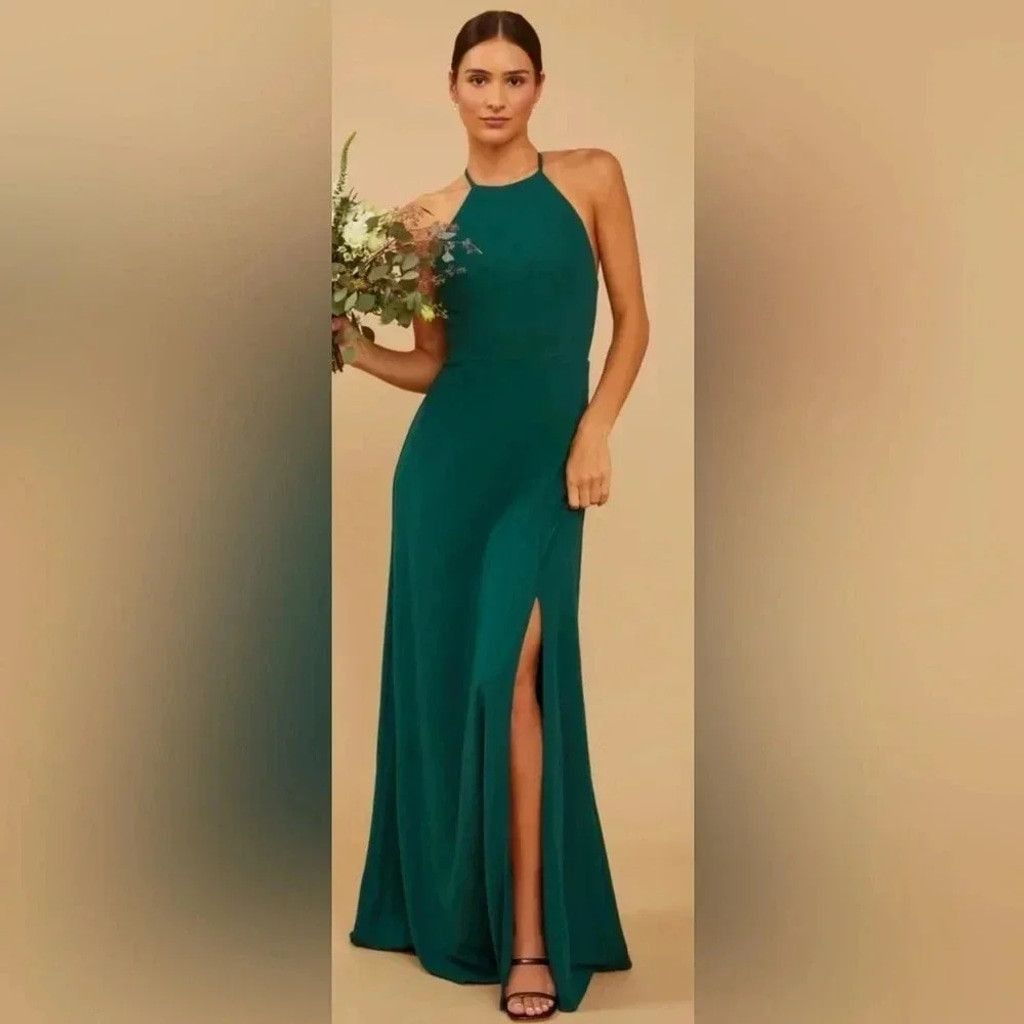 NEW with tags (NWT) Lulus Forest Laurel Luxe Crepe Dress