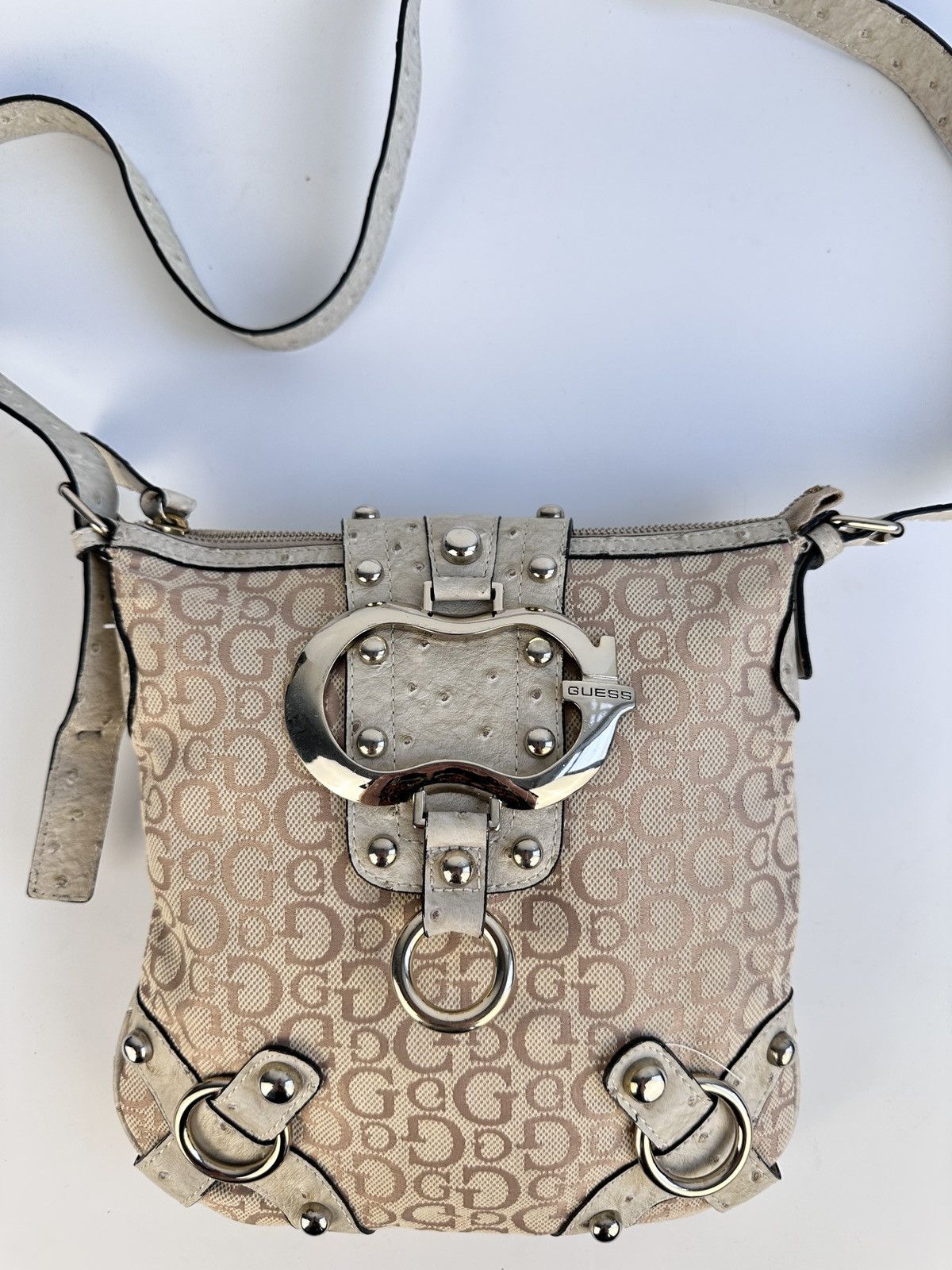 Guess Guess Vintage Monogram Shoulder Bag Logo Print Studded Y2K Size ONE SIZE - 3 Thumbnail