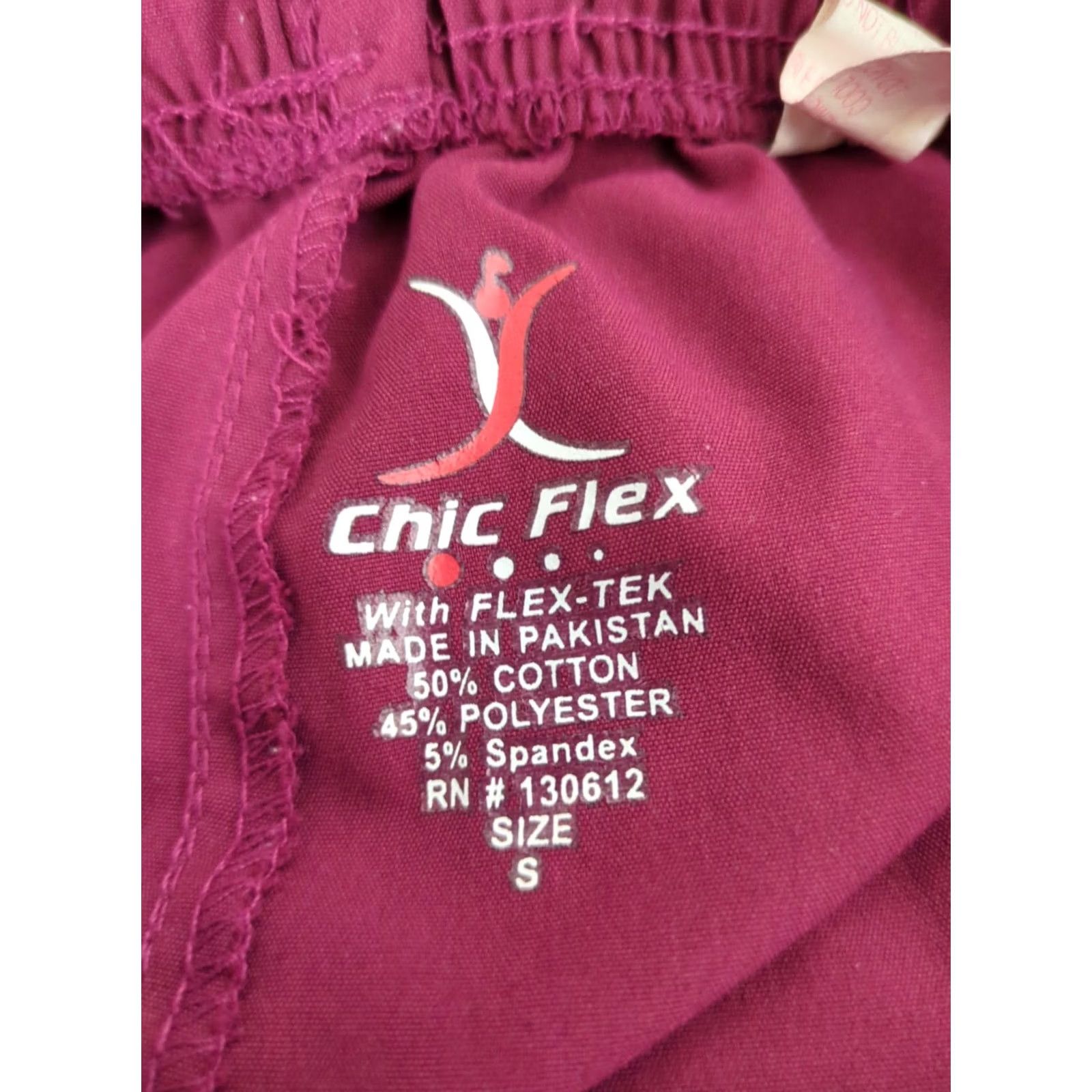 Vintage Chic Flex Women Scrubs Bottoms Slim Solid Red Elastic Waist Drawstring Pockets Size S Size 28" / US 6 / IT 42 - 3 Thumbnail