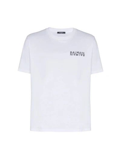 Balmain o1y0426 Logo Crewneck T-Shirt in White Size US M / EU 48-50 / 2 - 1 Thumbnail