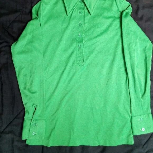 Sears Vintage Sears Polyester Disco Polo Shirt Bright Green Size XL / US 12-14 / IT 48-50 - 3 Thumbnail
