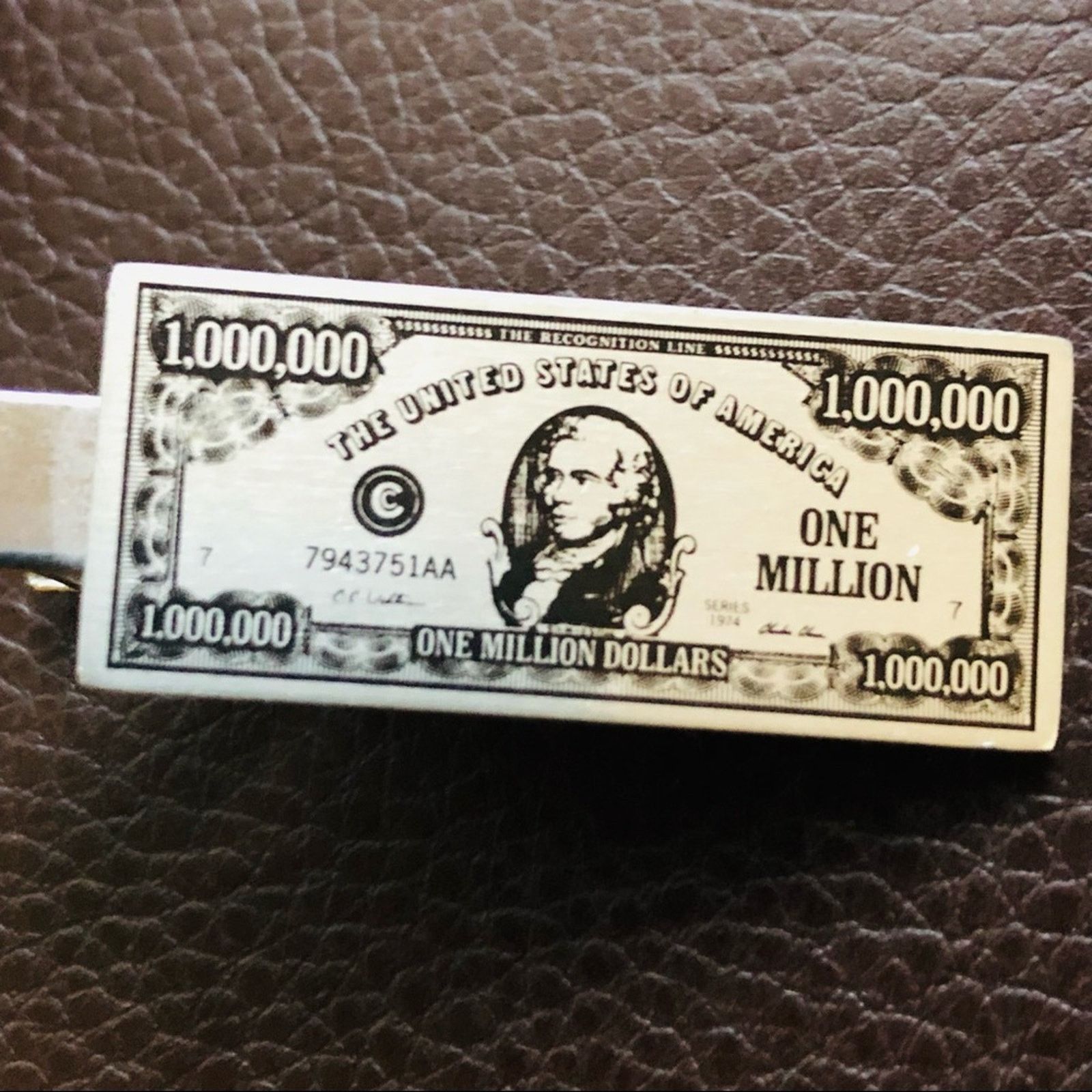 Vintage Vintage silver tone million dollar bill tie bar clip Size ONE SIZE - 5 Thumbnail