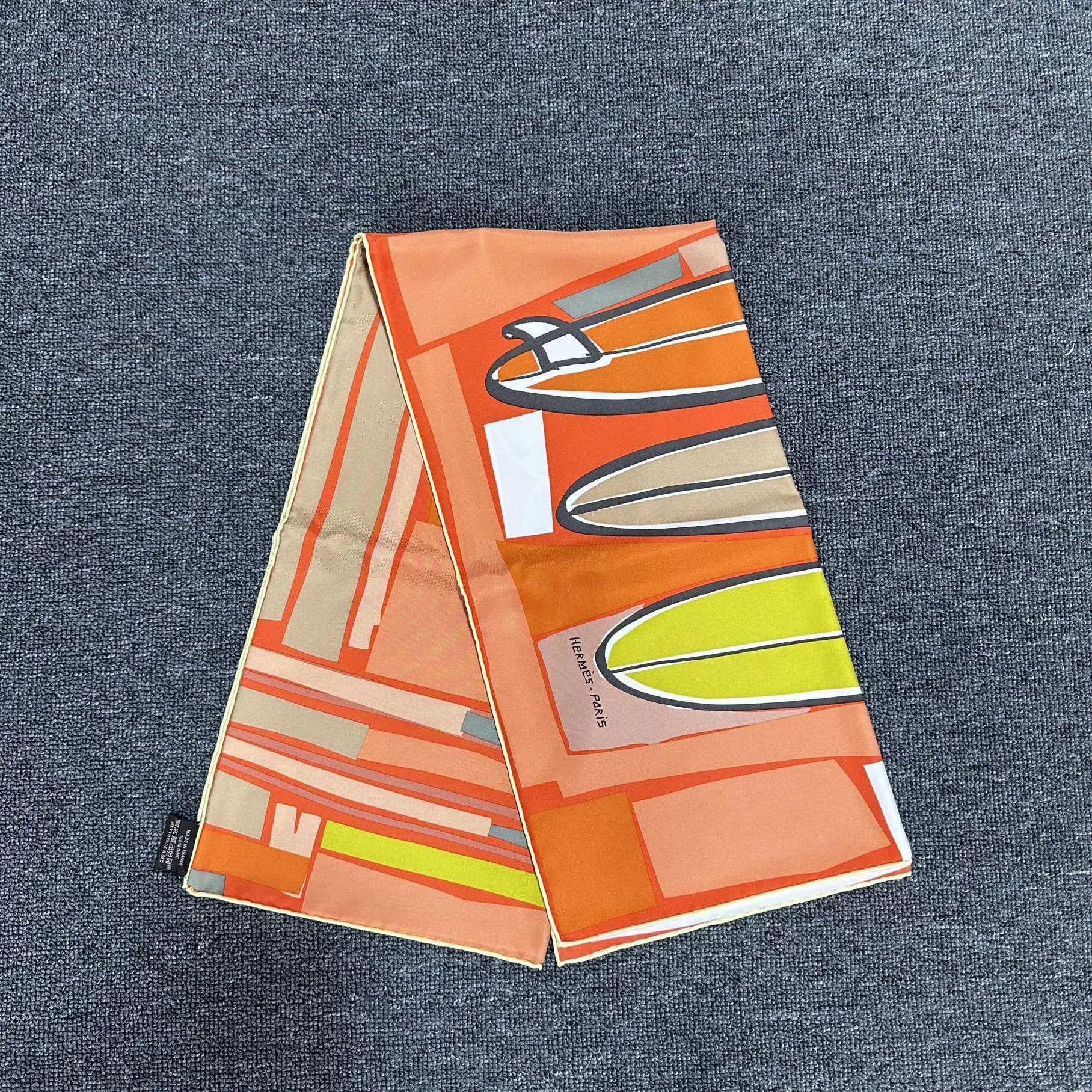 Hermes HERMES Surfing Series Silk Scarf Orange Size ONE SIZE - 1 Thumbnail