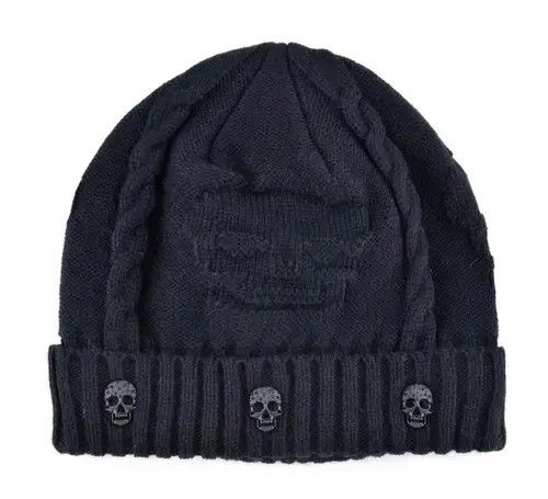 Jewelry Black Skull Beanie Cap Size ONE SIZE - 2 Thumbnail