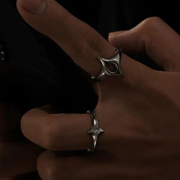 Jewelry Silver Geometric Modern Rings, Unique Statement Jewelry Size ONE SIZE - 2 Thumbnail