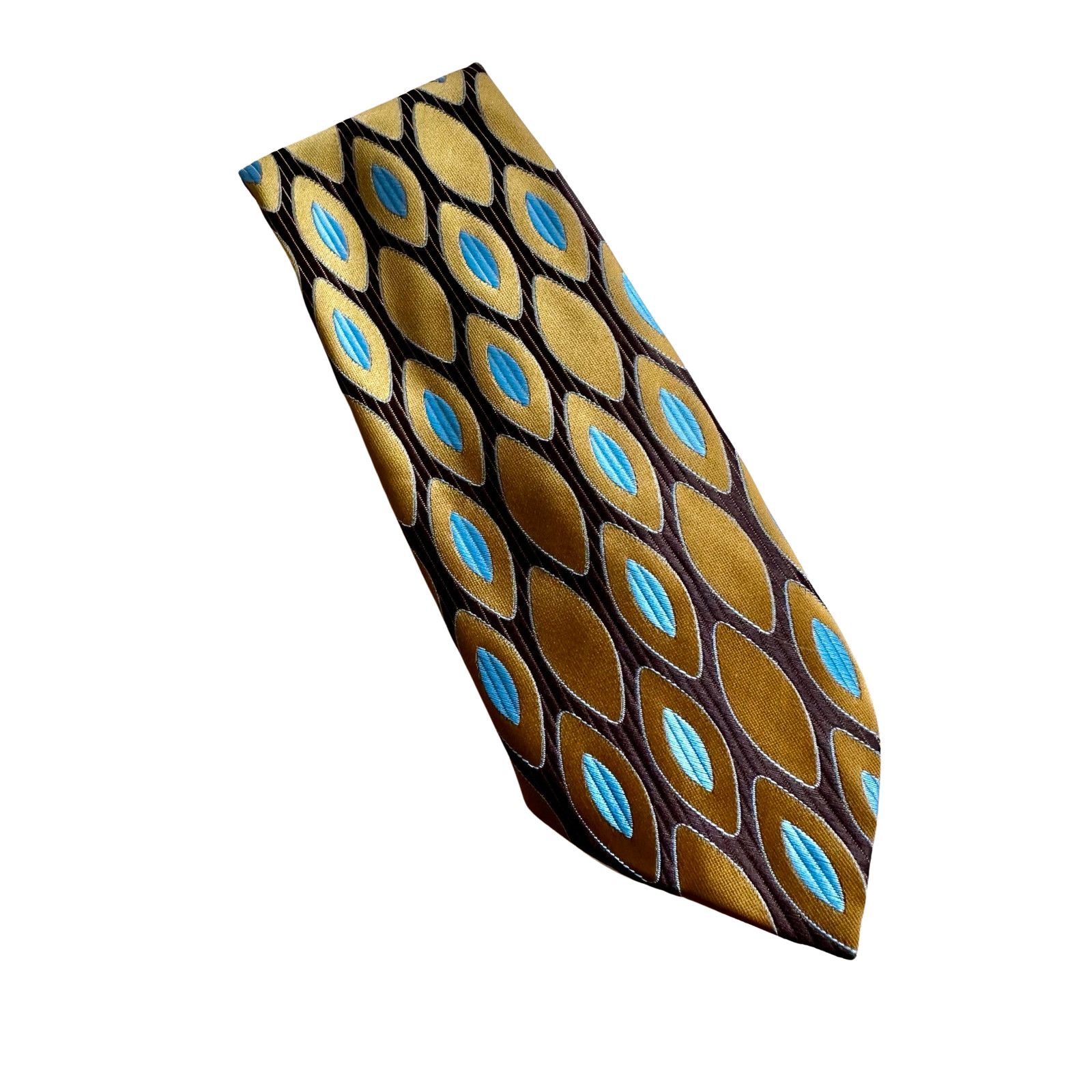 Vintage Mid Century Modern Brown Blue Tan Monsieur Cravatieur Tie Size ONE SIZE - 1 Thumbnail
