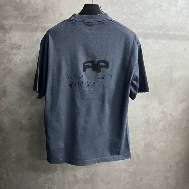 Balenciaga Balenciaga Washed blue/black monogrammed printed casual cr Size US XS / EU 42 / 0 - 5 Thumbnail