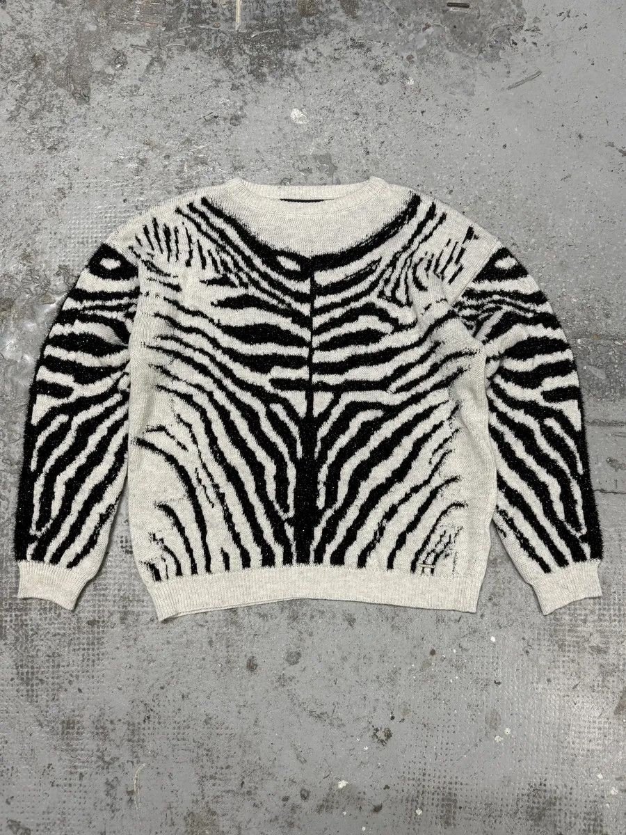 Designer × Diesel × Vintage Diesel Zebra Grey & Black Sweater Size XS / US 0-2 / IT 36-38 - 1 Thumbnail