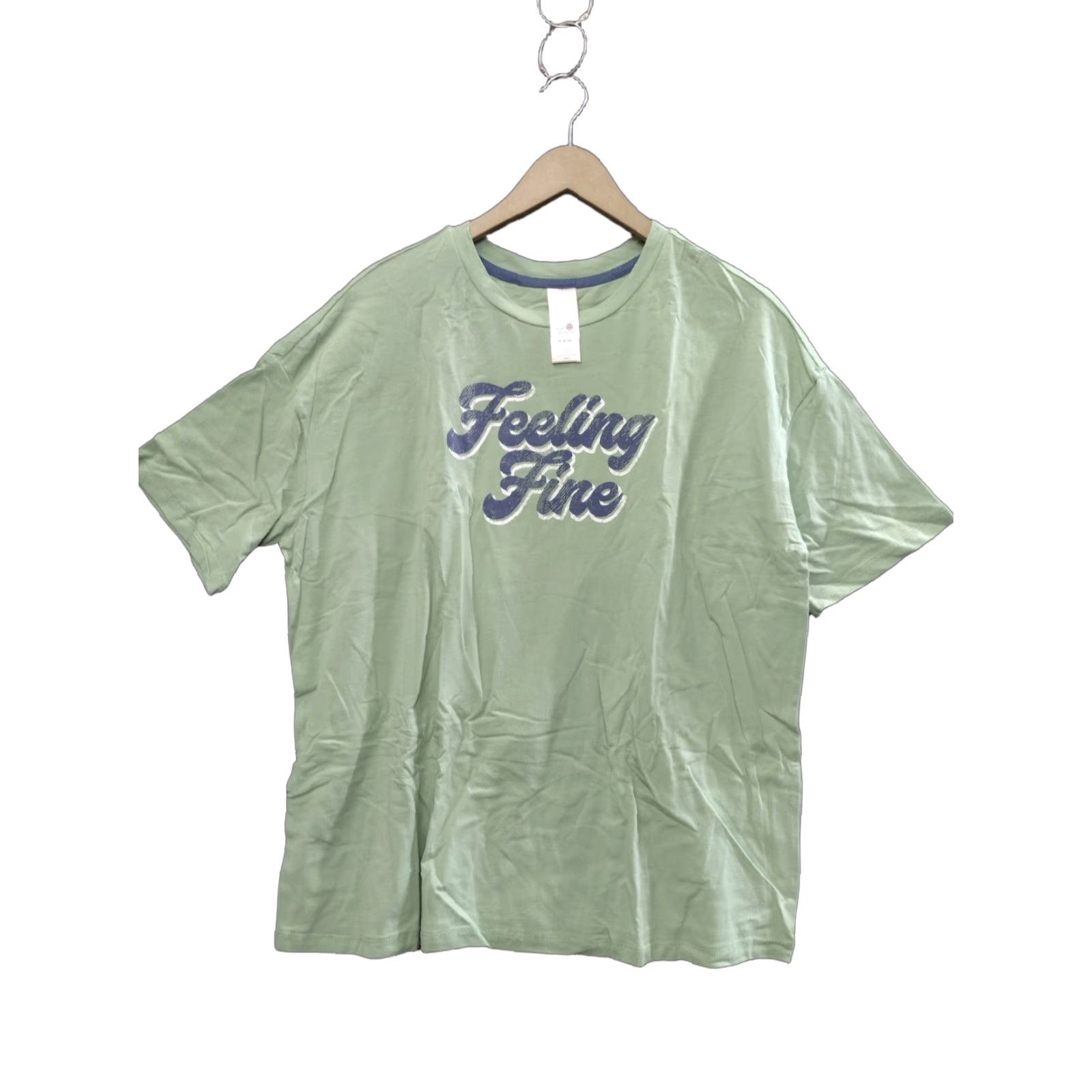Vintage Secret Treasures Women's T-Shirt Feeling Fine Green M 8-10 Cotton Blend Short Sleeve Crew Neck Basic Casual All Seasons Womens Size M / US 6-8 / IT 42-44 - 1 Thumbnail