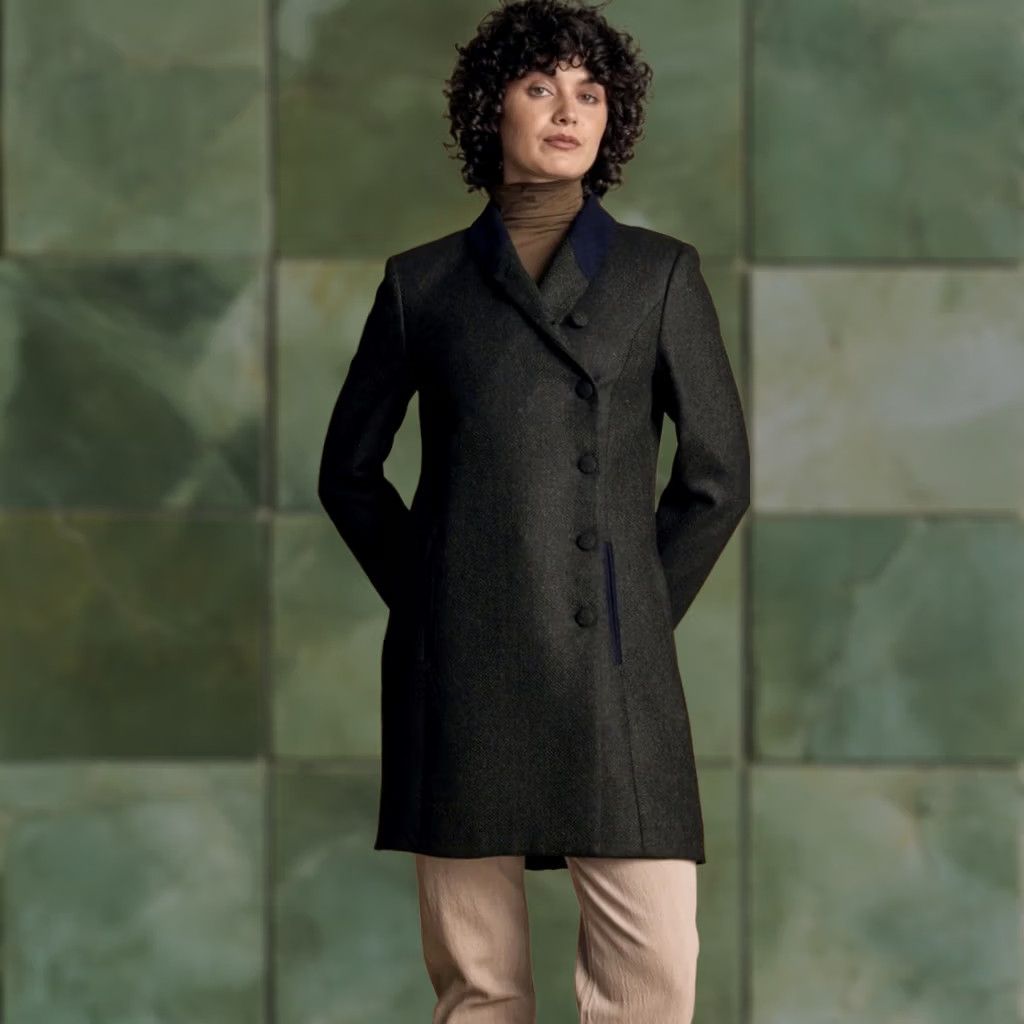 Vintage Jack Murphy Wool Robin Tweed Coat Green Herringbone 100% Wool Single-Breasted Lined Button Closure Women Size 6 NWT Vintage No Size M / US 6-8 / IT 42-44 - 1 Thumbnail