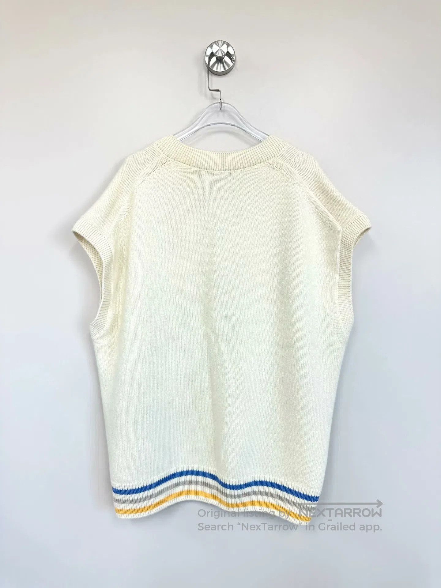 Dior Dior Beige Rainbow Letter Logo Wool Knit Vest| Size XL / US 12-14 / IT 48-50 - 2 Thumbnail