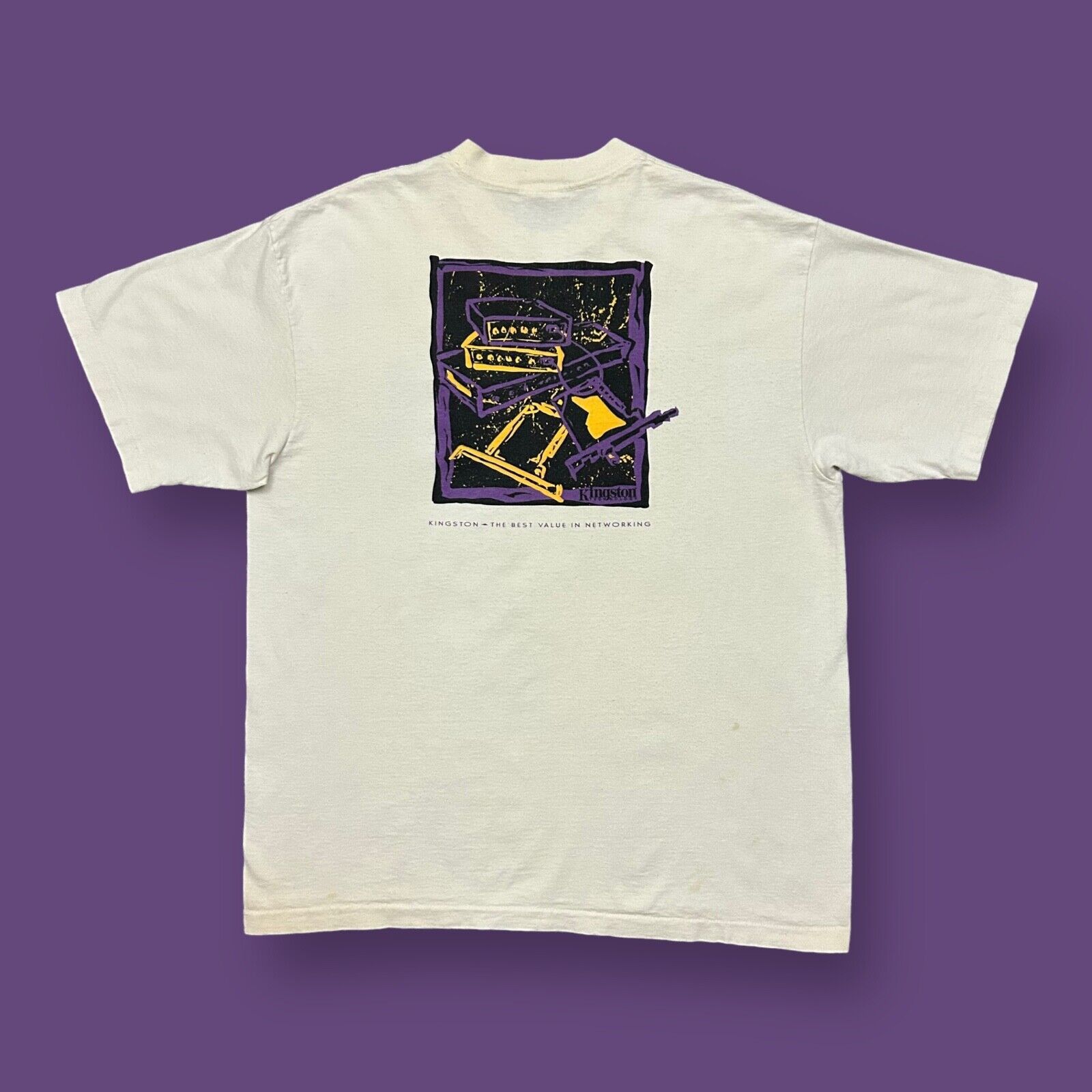 Vintage Vintage Thrashed Shirt 80s Computer Technology Faded White Size US XL / EU 56 / 4 - 1 Thumbnail