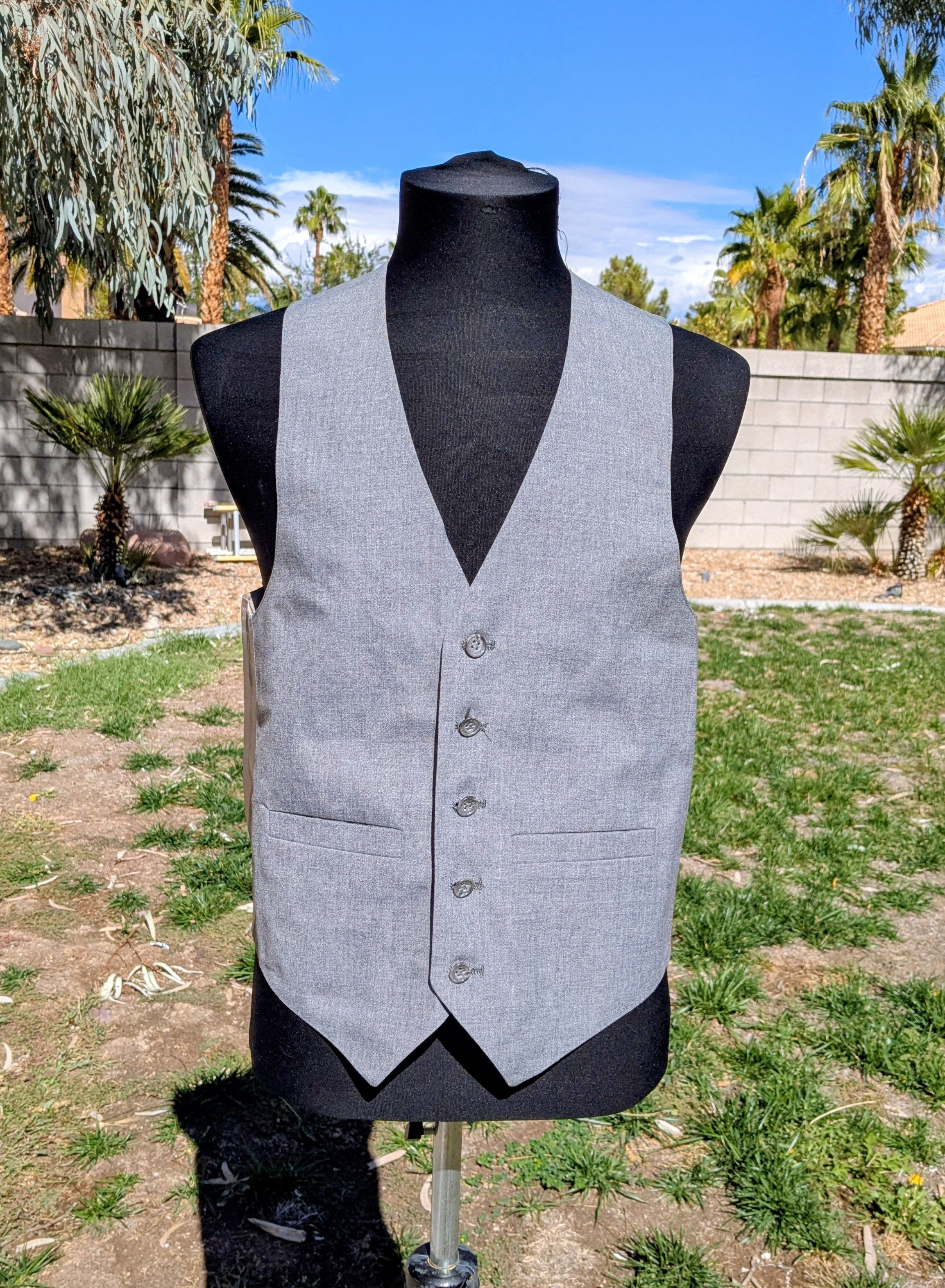 Other Vintage Classic Gray 5-Button 2-Pocket Waistcoat Dress Vest Size 38R - 1 Thumbnail