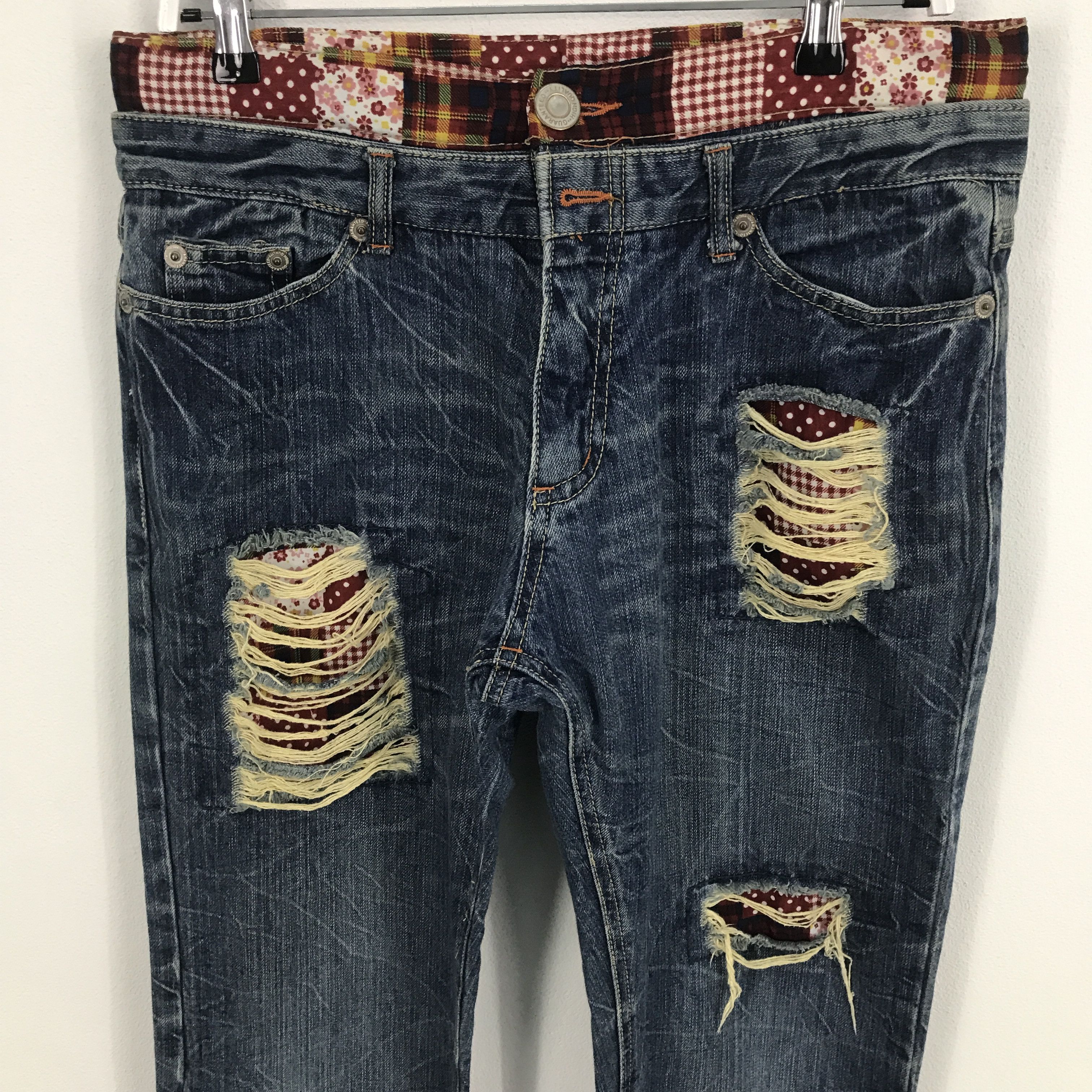 Designer × Japanese Brand Rare Double waist japanese brand distressed denim Size US 32 / EU 48 - 2 Thumbnail