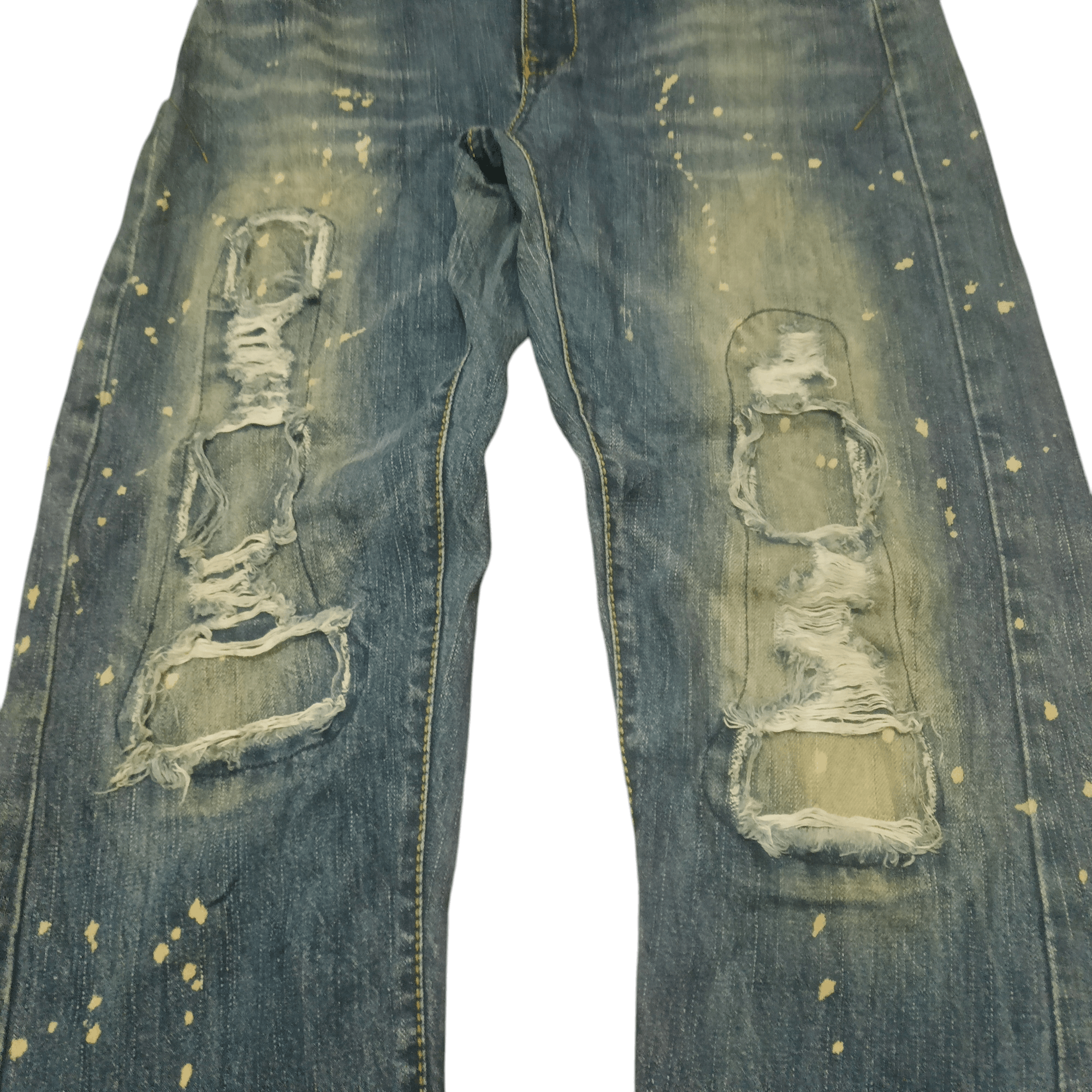 Who Decides War Big train Patchwork Distressed Jeans Painted Splash Design Size US 32 / EU 48 - 3 Thumbnail