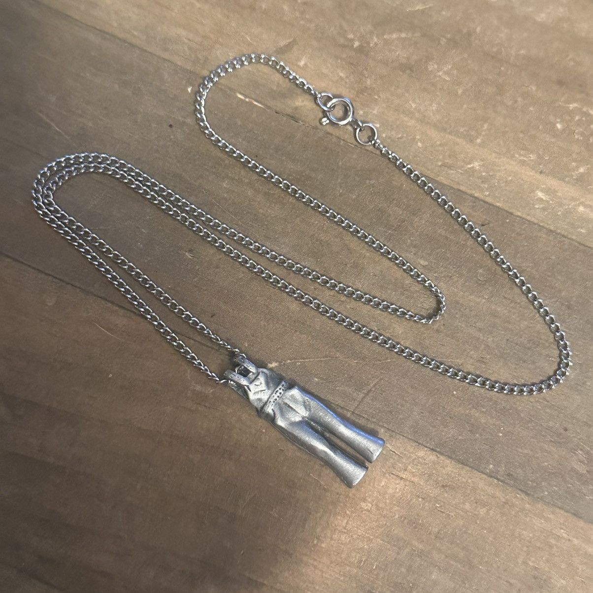 Vintage Vintage pewter overalls pendant necklace Size ONE SIZE - 2 Thumbnail