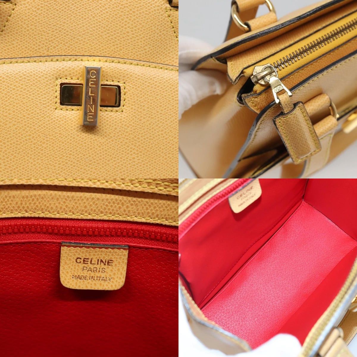 Celine CELINE Hand Bag Leather Yellow Gold Size ONE SIZE - 11 Thumbnail