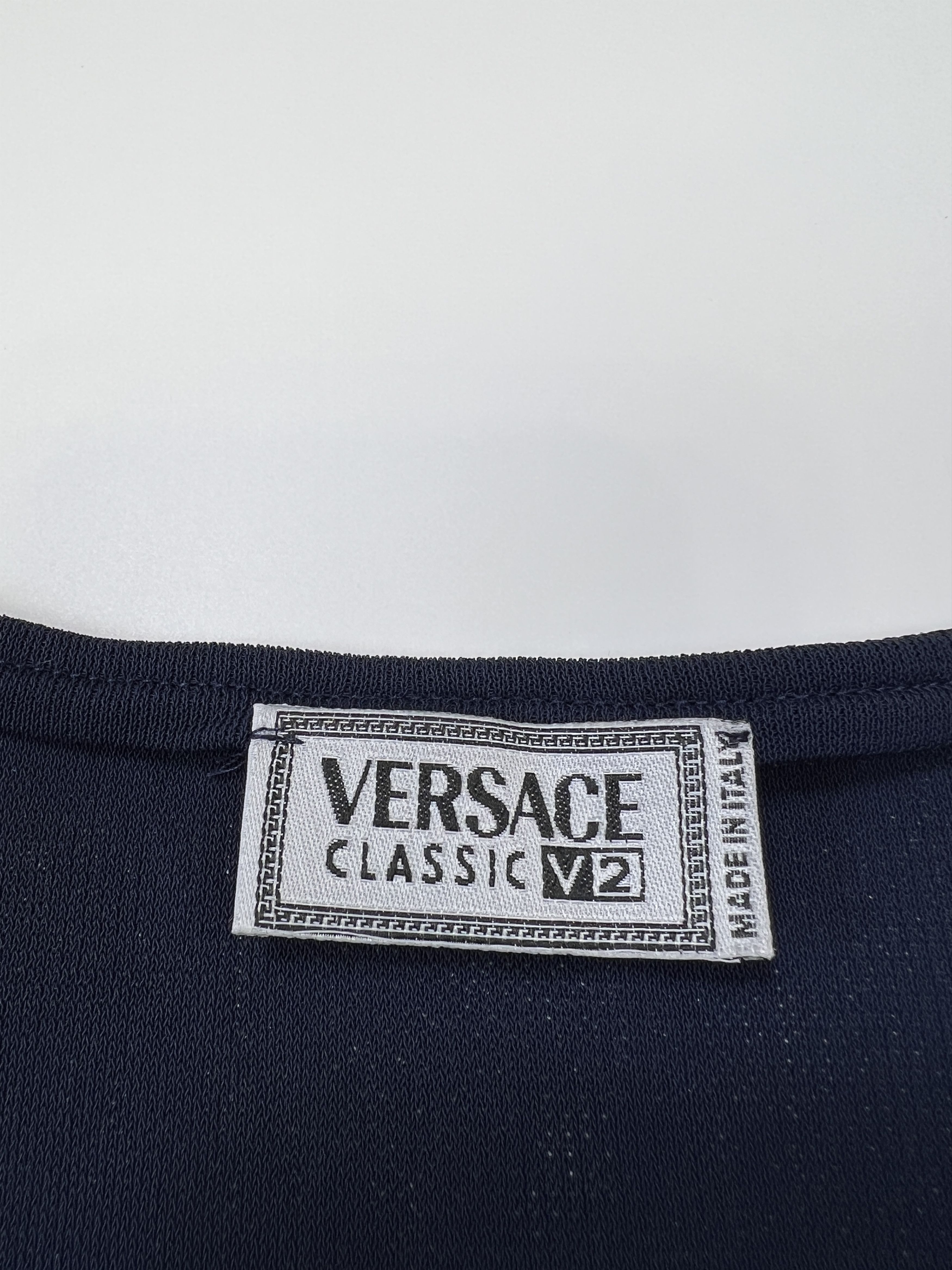 Seditionaries × Versace × Vintage Vintage 90s Versace Classic V2 Tribal Embroidery Tank Crop Size L / US 10 / IT 46 - 5 Thumbnail