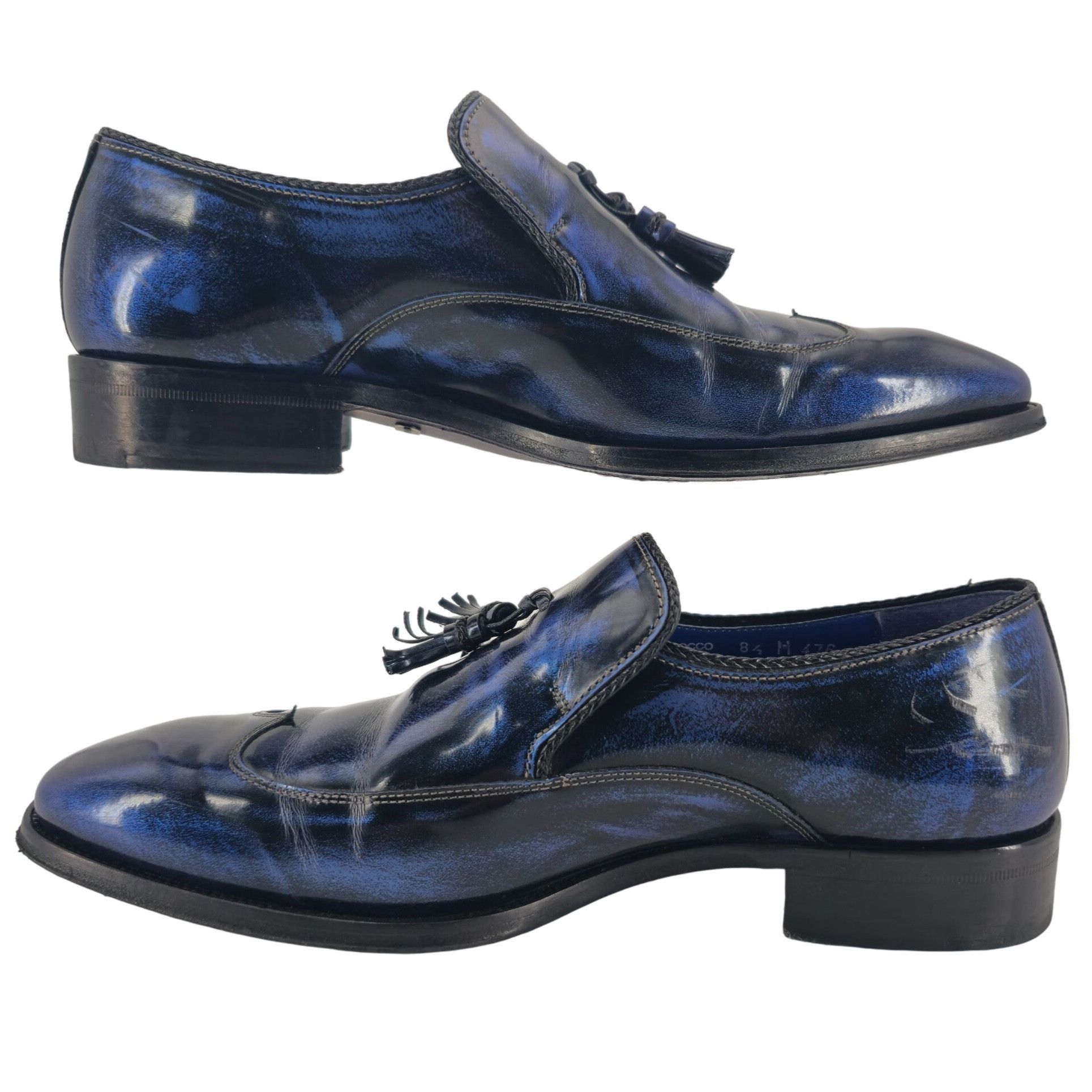 Mezlan Mezlan Custom Marbleized Blue Leather Dress Shoe 8.5 Wingtip Size US 8.5 / EU 41-42 - 5 Thumbnail