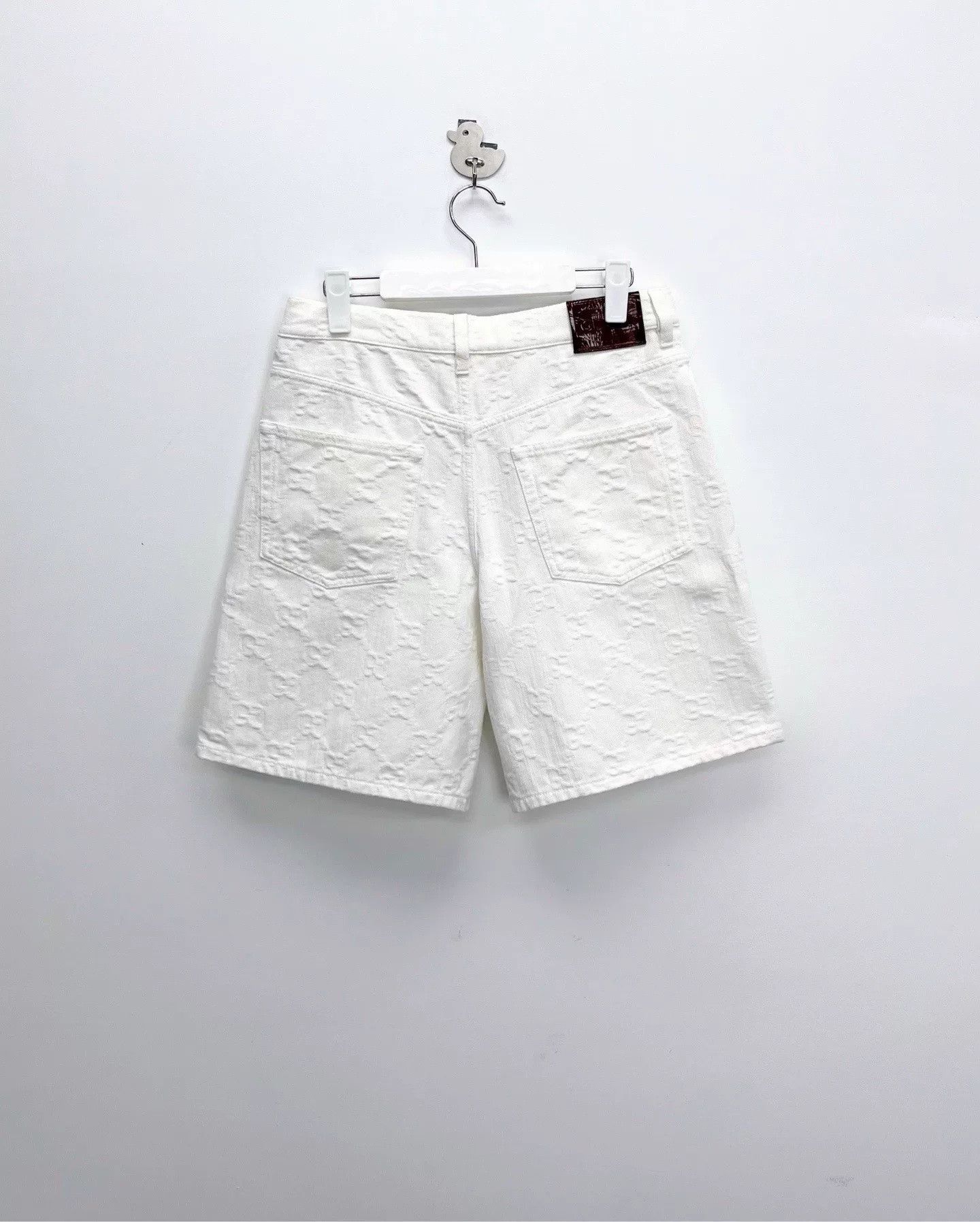 Gucci Gucci White Monogram Leather Patch Denim Shorts Size US 26 / EU 42 - 2 Thumbnail